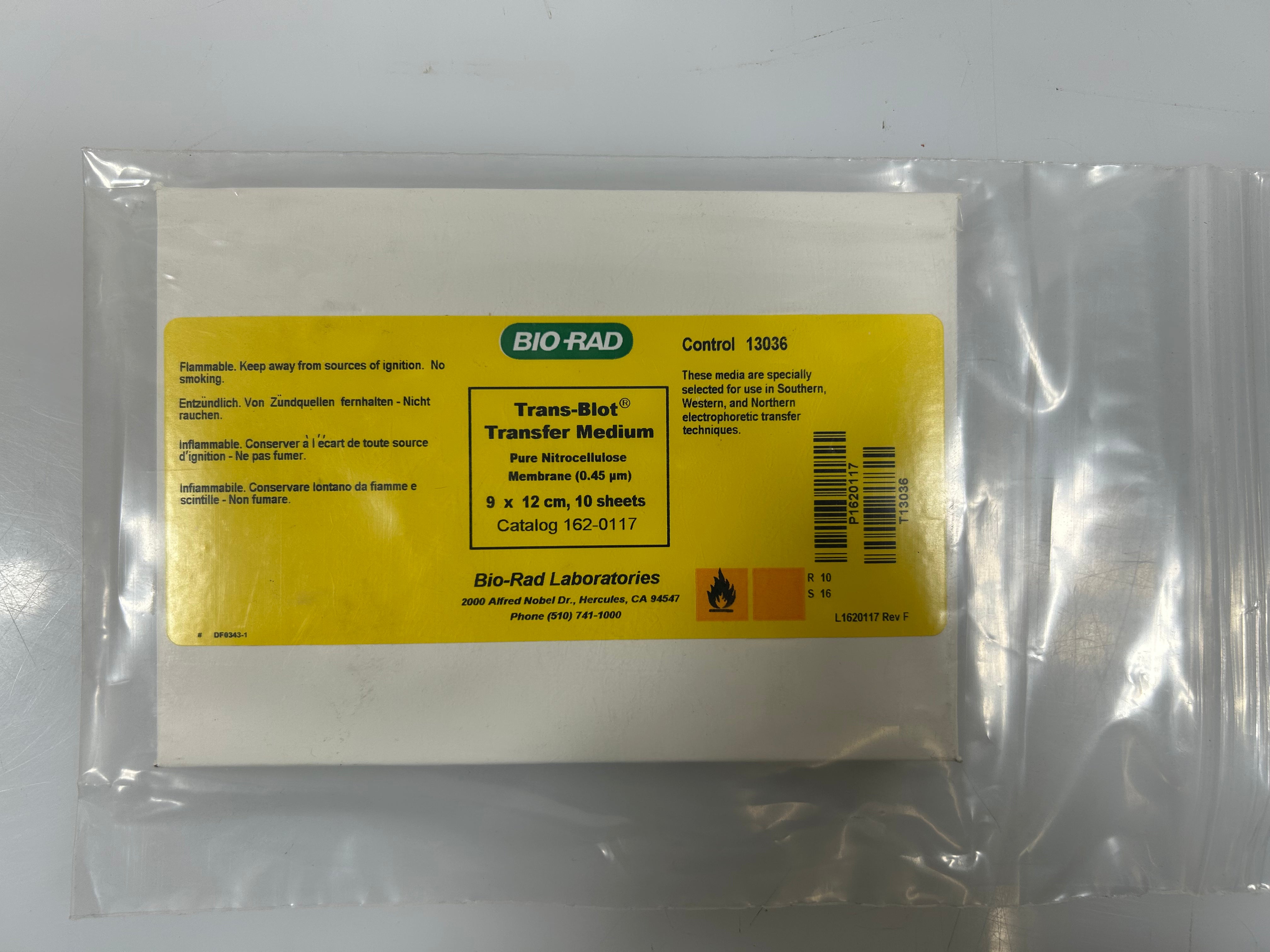 Bio Rad Trans Blot Transfer Medium Pure Nitrocellulose Membrane 9 x 12cm *New*