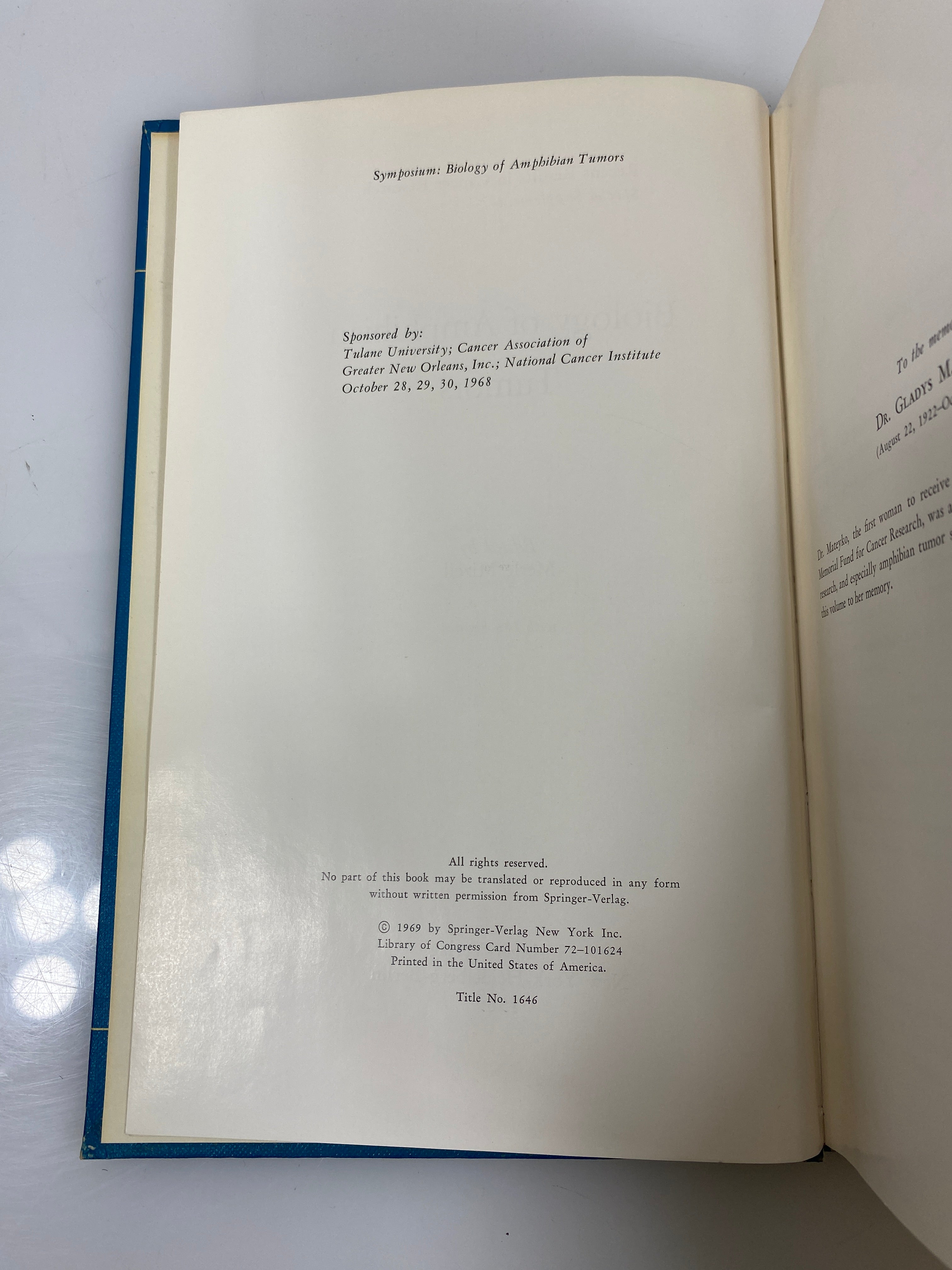 Biology of Amphibian Tumors Mizell Ex-library 1969 HC