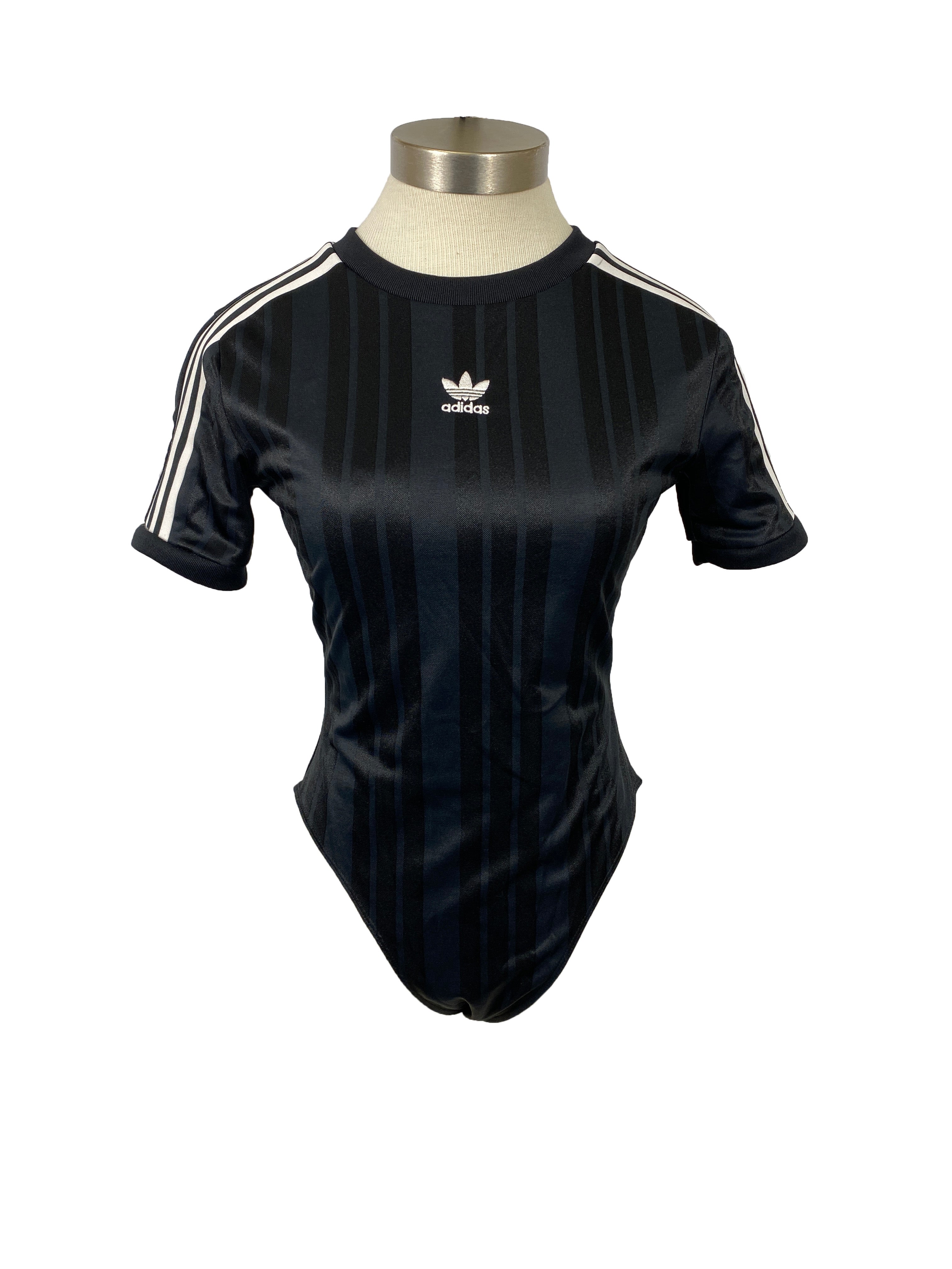 Black Adidas Originals 3-Stripe Short Sleeve Bodysuit Women's Size XS
