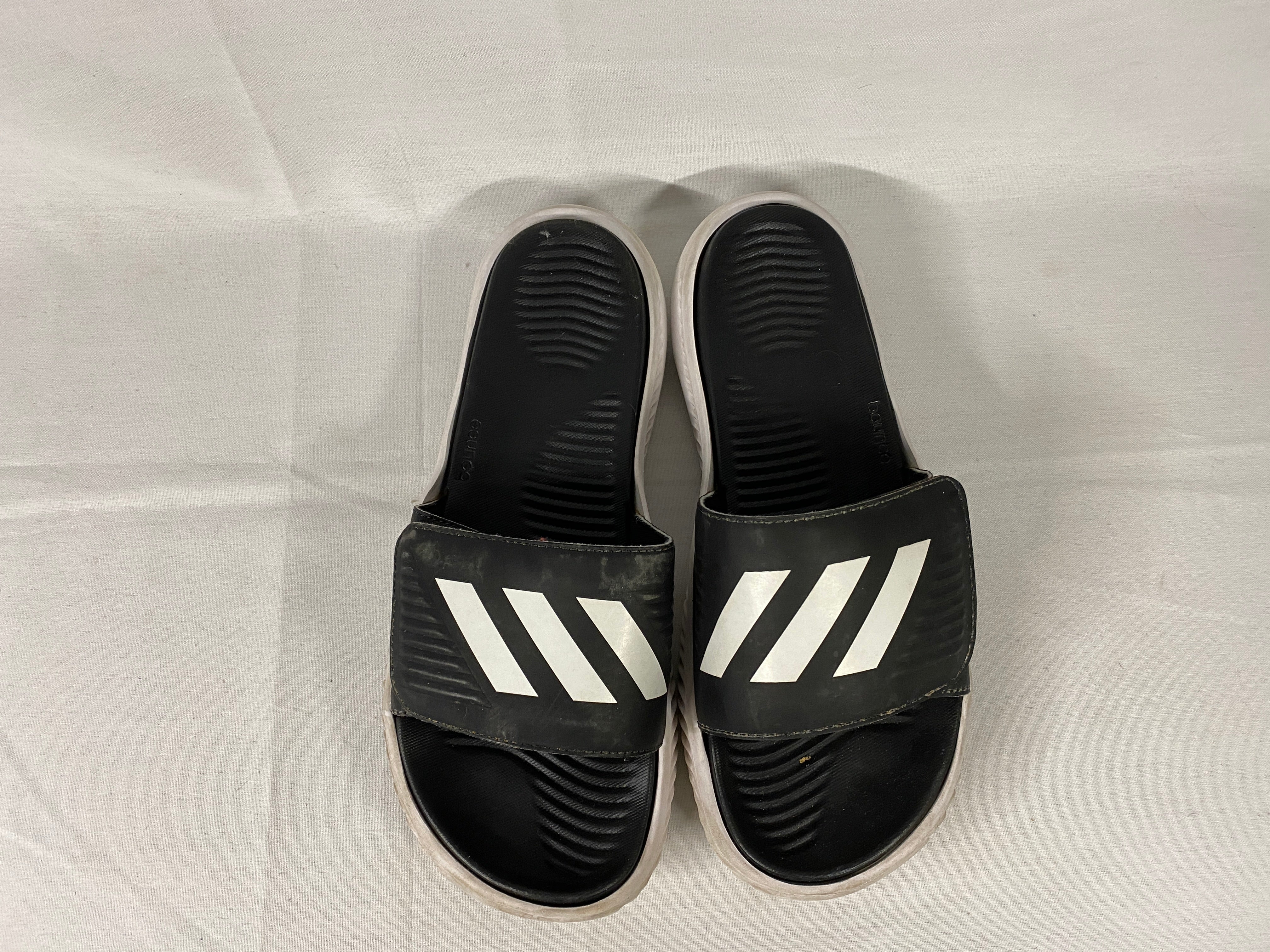 Black and White Adidas Alpha Bounce Slides Men's Size 10