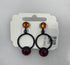 Black Circular Metallic Red and Orange Beaded Earrings