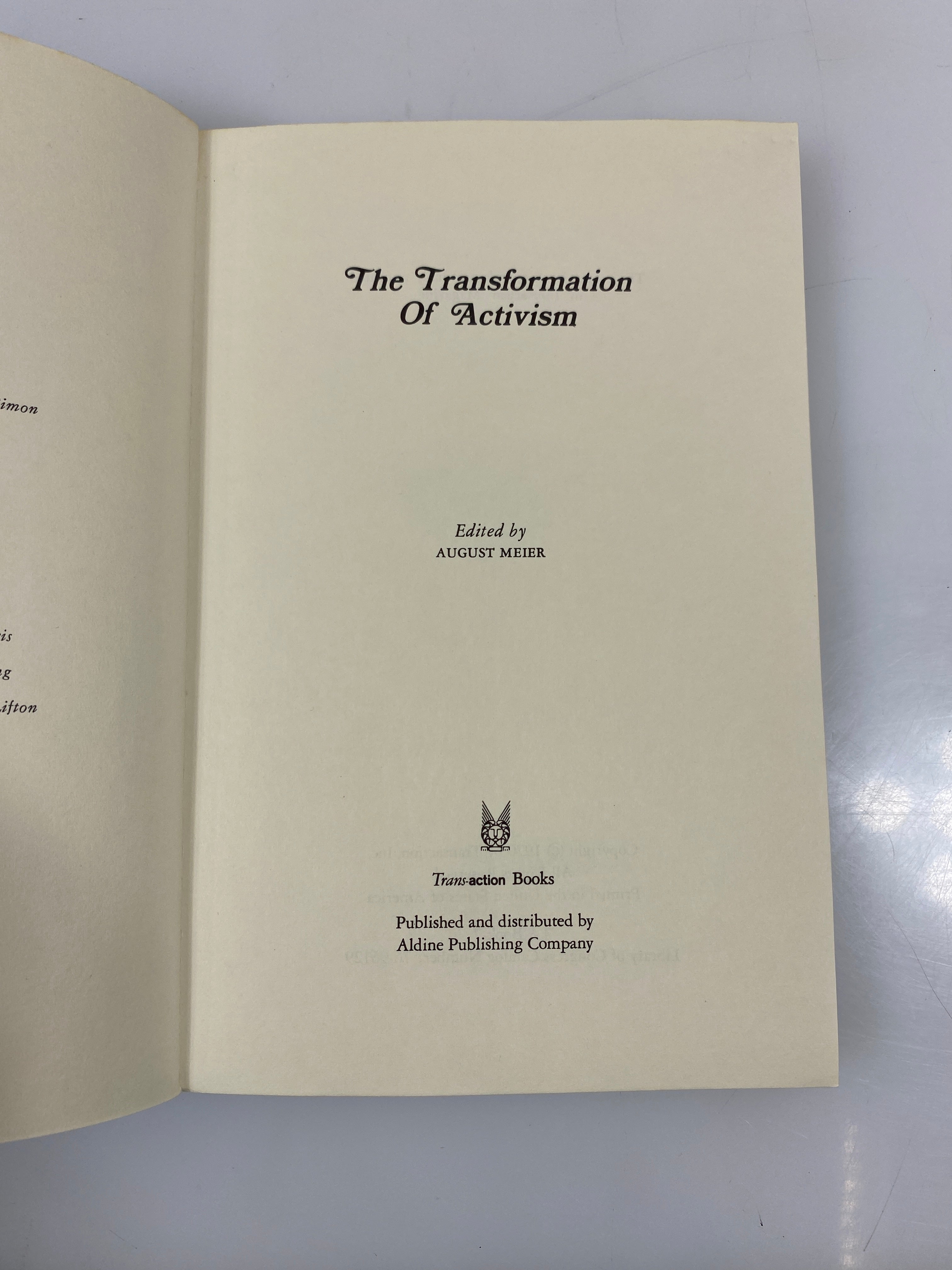Black Experience The Transformation of Activism Meier 1970 SC