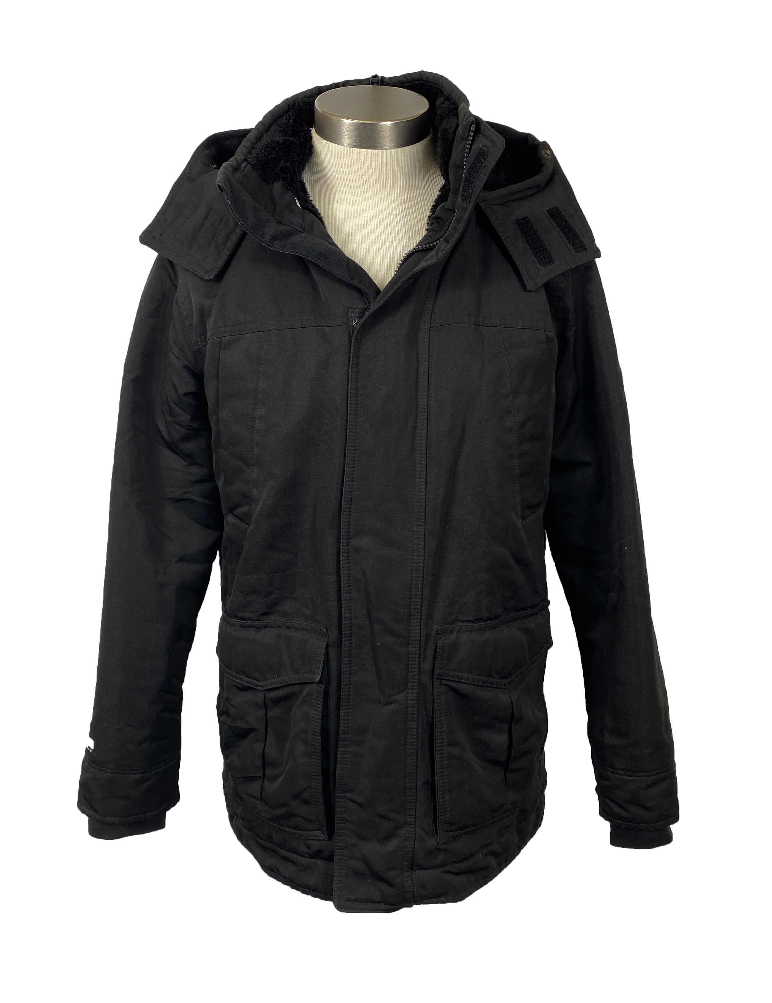 Black Hollister All Weather Faux Fur Lined Coat Men's Size S