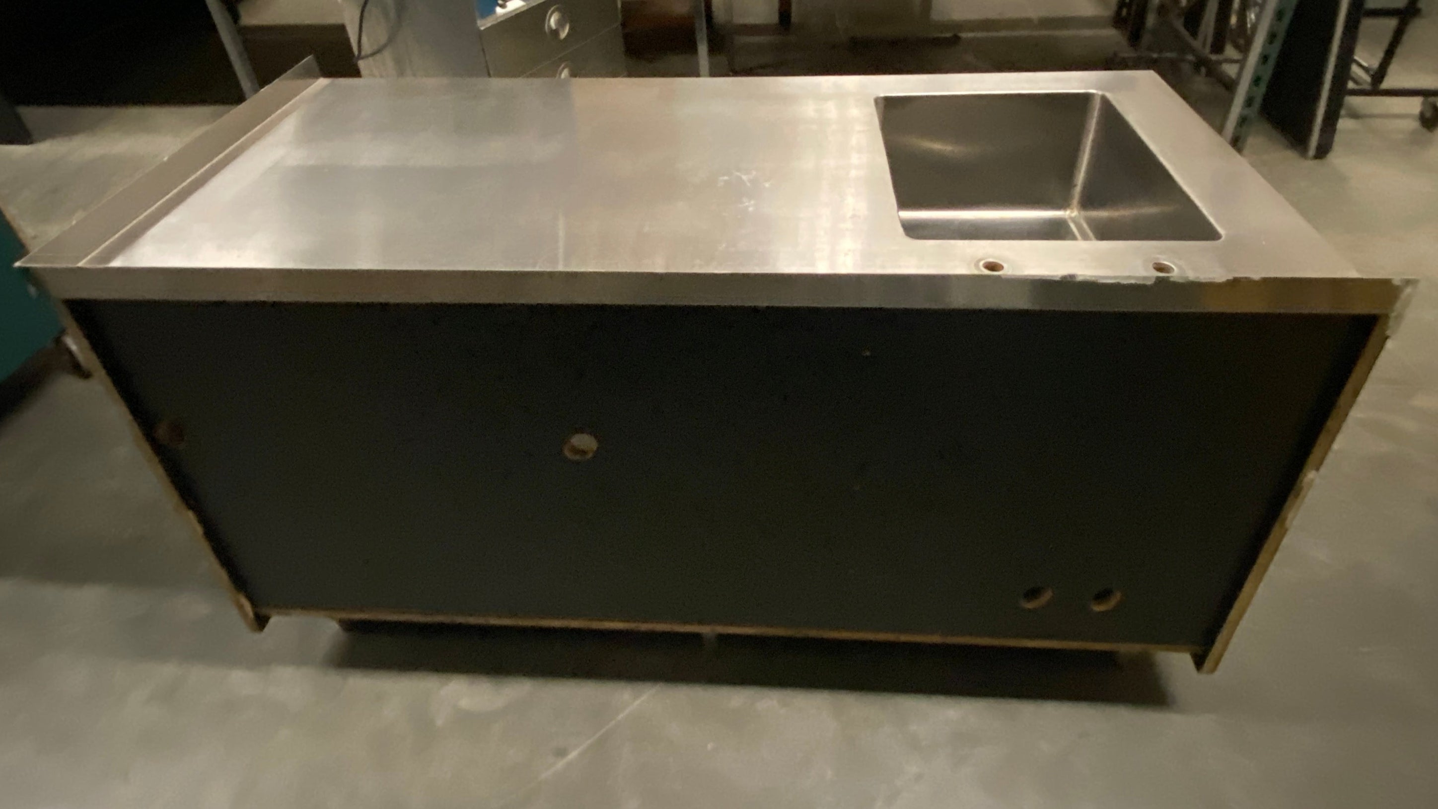 Black Stainless Steal Table w/ Storage Cabinet