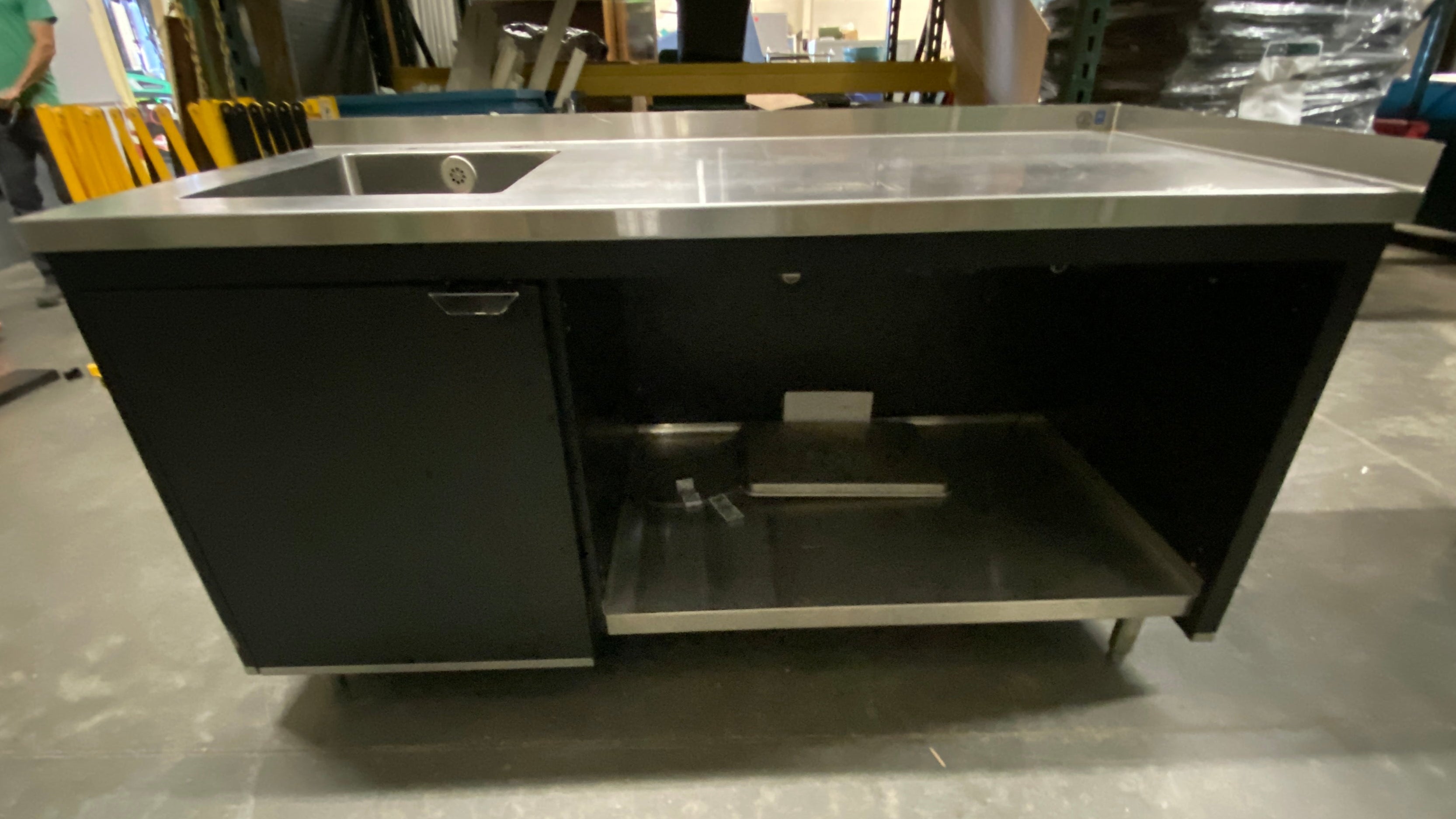Black Stainless Steal Table w/ Storage Cabinet