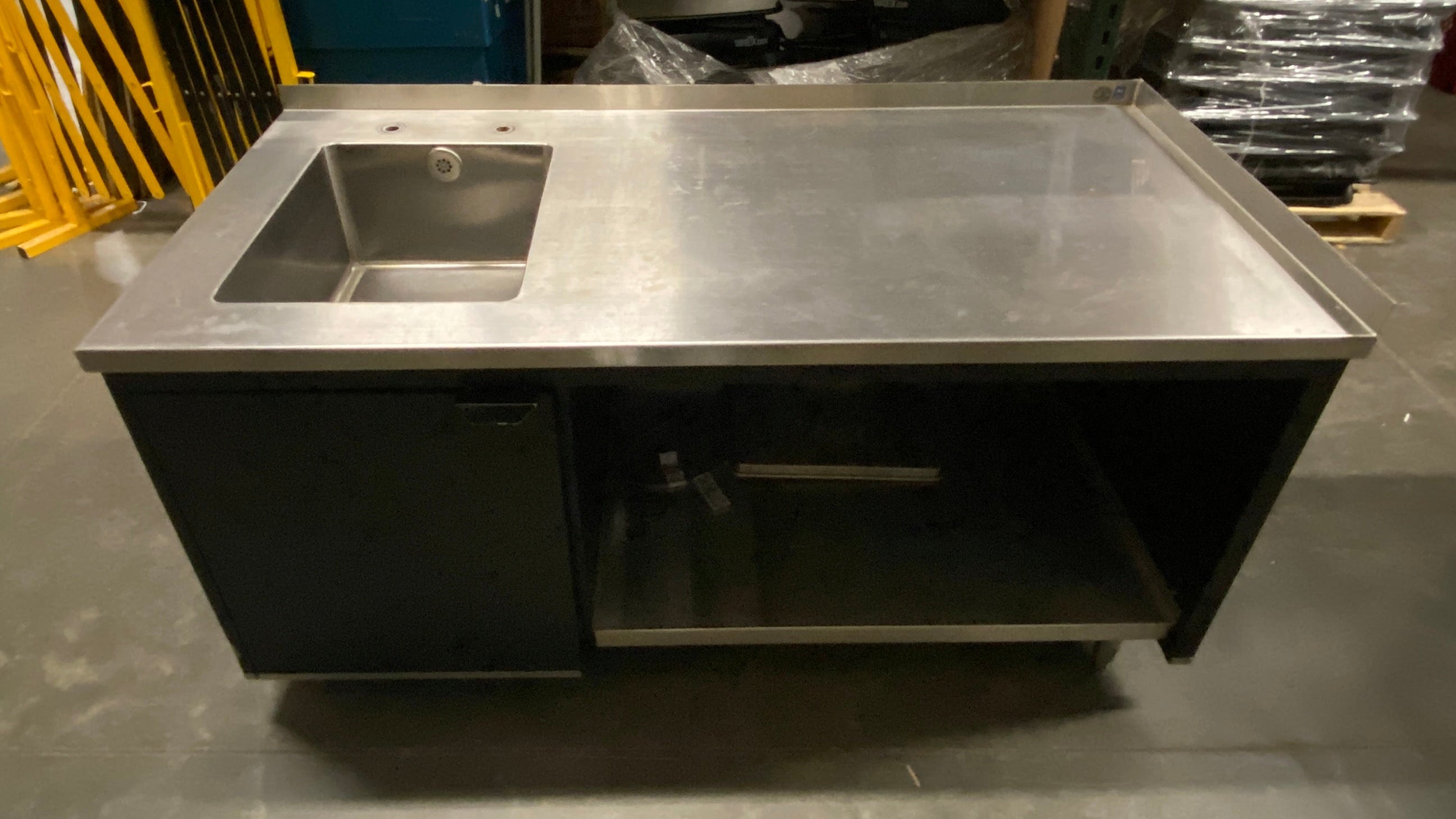 Black Stainless Steal Table w/ Storage Cabinet