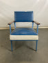 Blue and White Lounge Chair with Wood Armrest