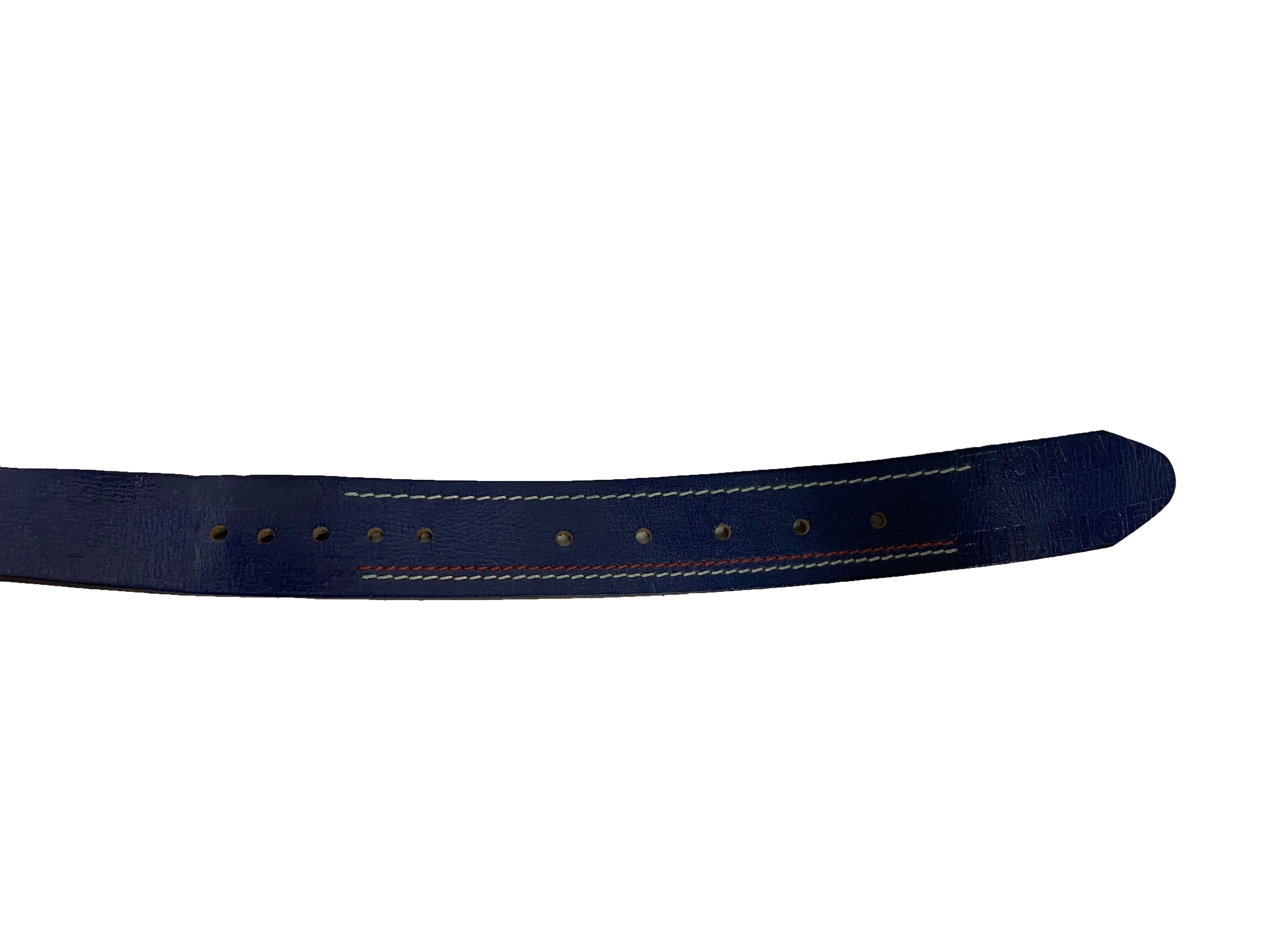 Blue Genuine Leather Tommy Hilfiger Belt Silver-tone Hardware