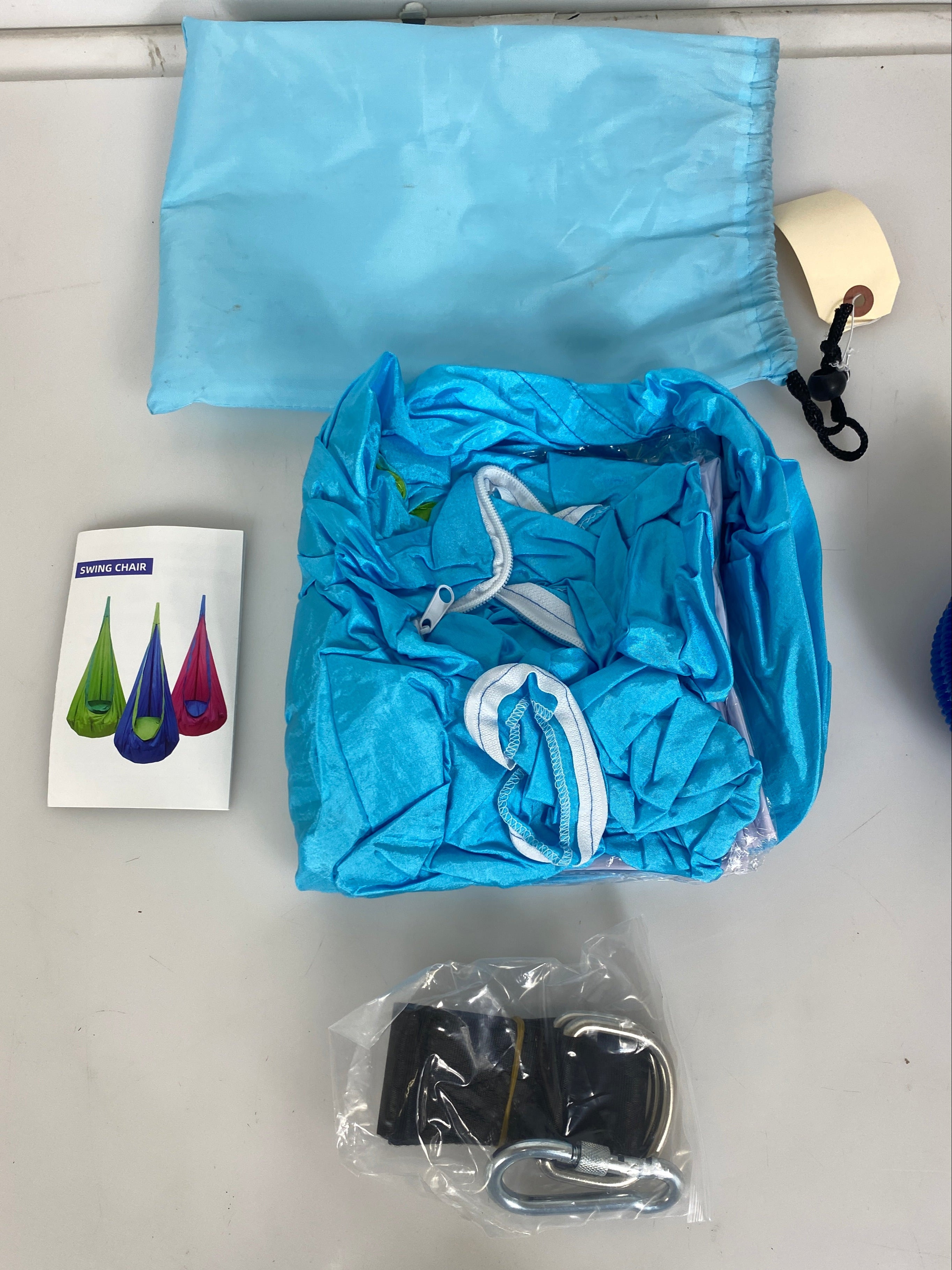 Blue Nylon Pod Swing Chair w/ Inflatable Cushion