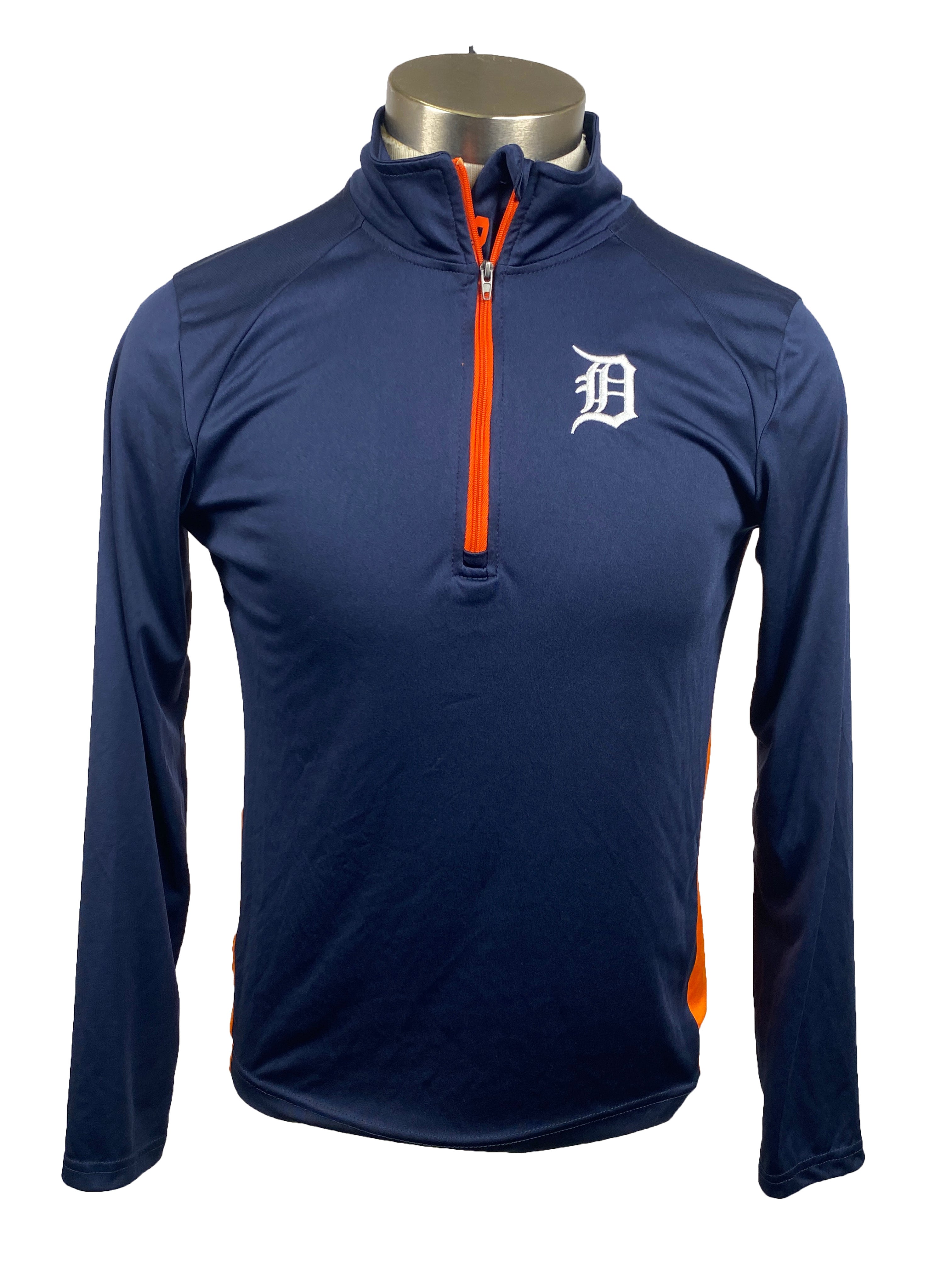 Blue & Orange Detroit Tigers Half-Zip Jacket Unisex Size L
