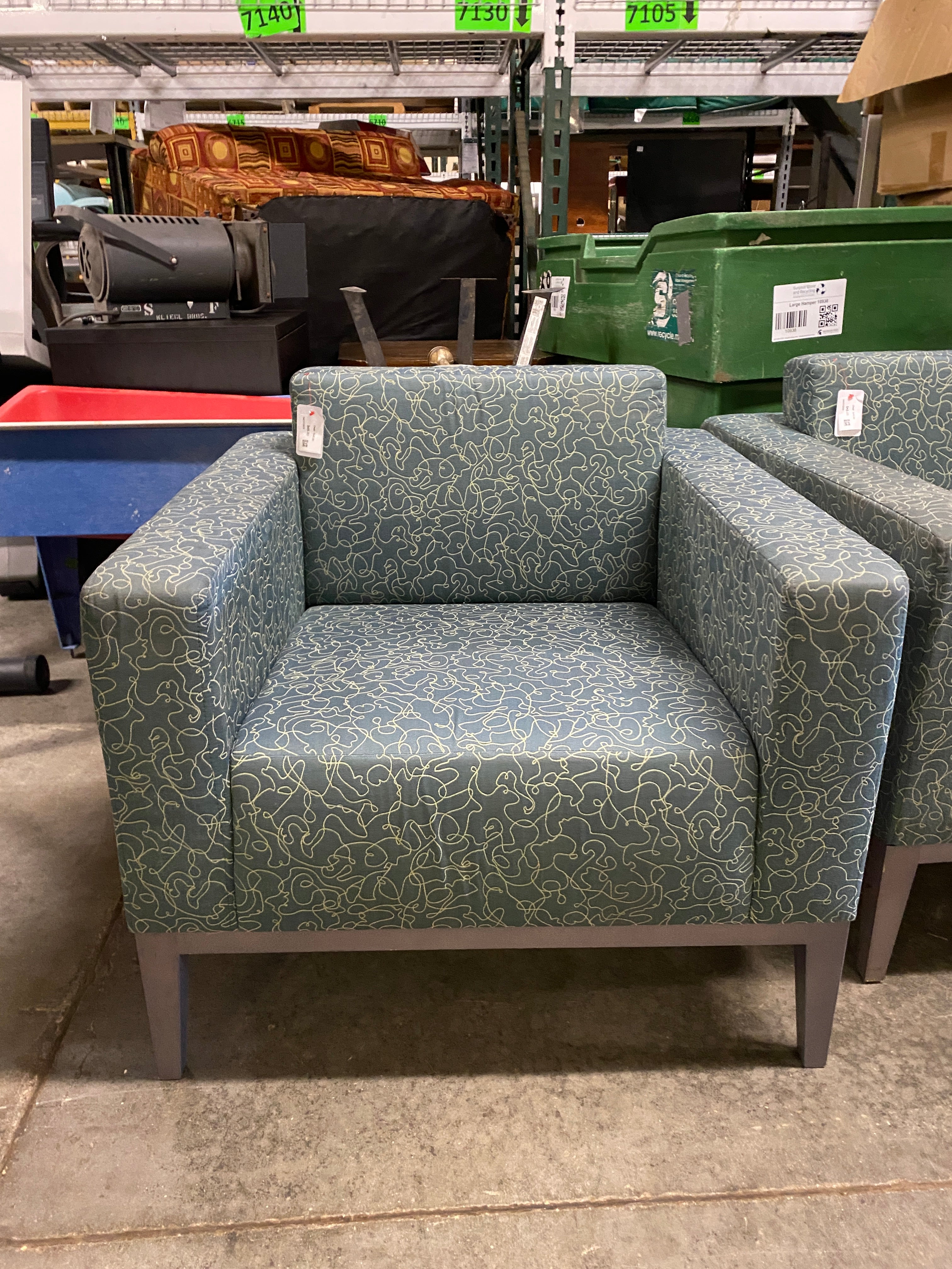 Blue Patterned Lounge Chair
