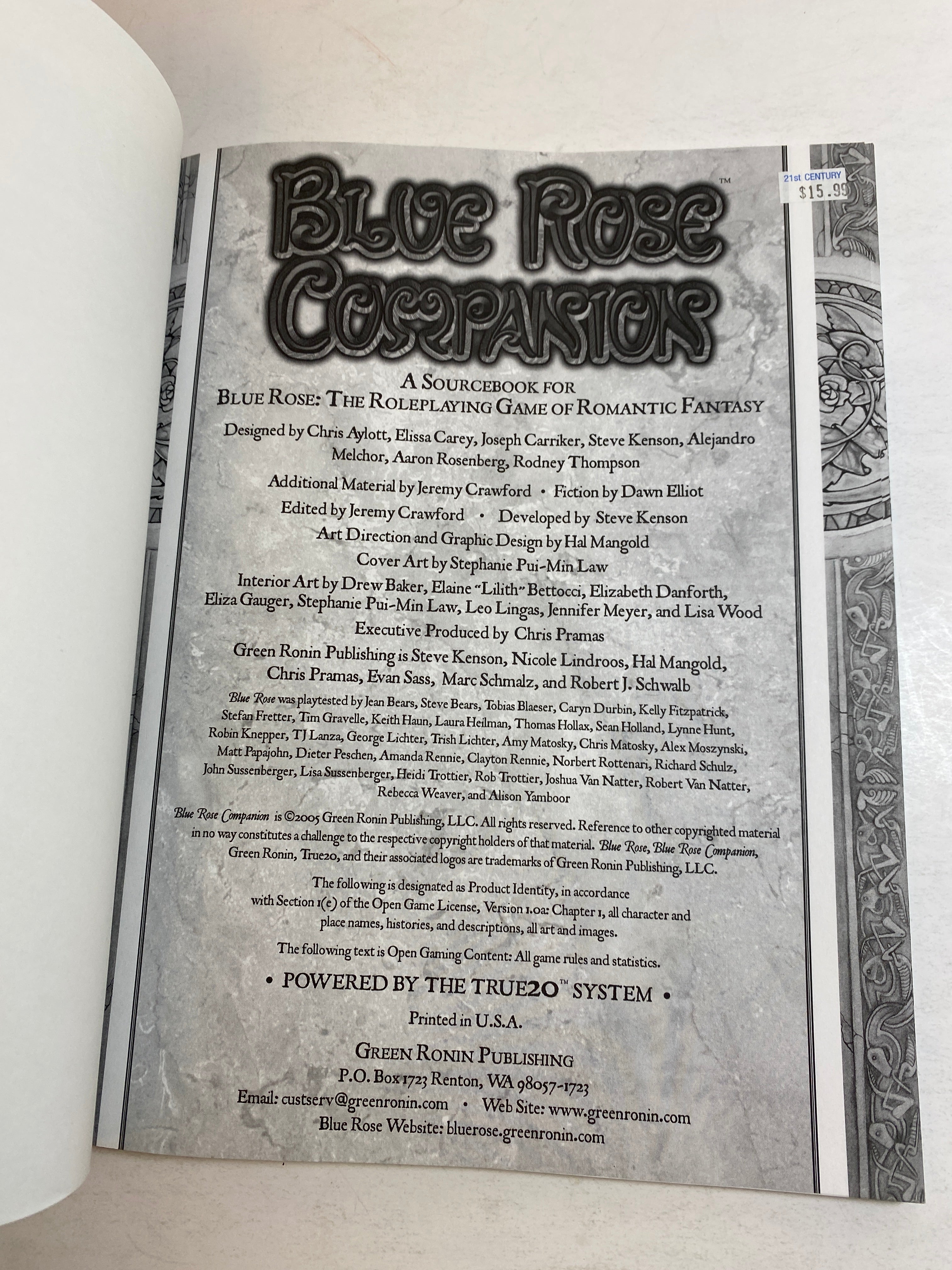 Blue Rose Companion RPG Romantic Fantasy 2005