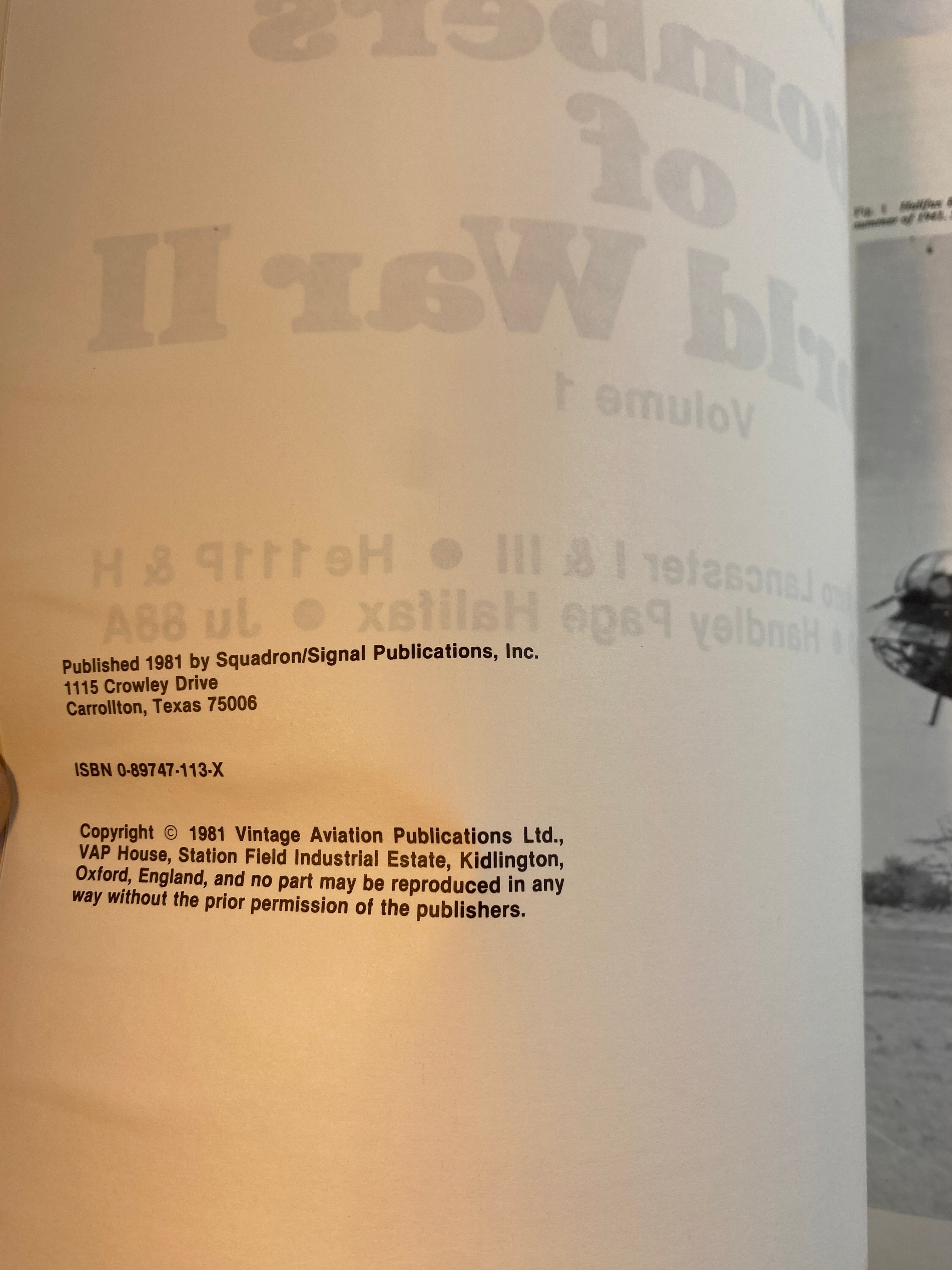 Bombers of World War II Volume 1 Squadron/Signal 1981