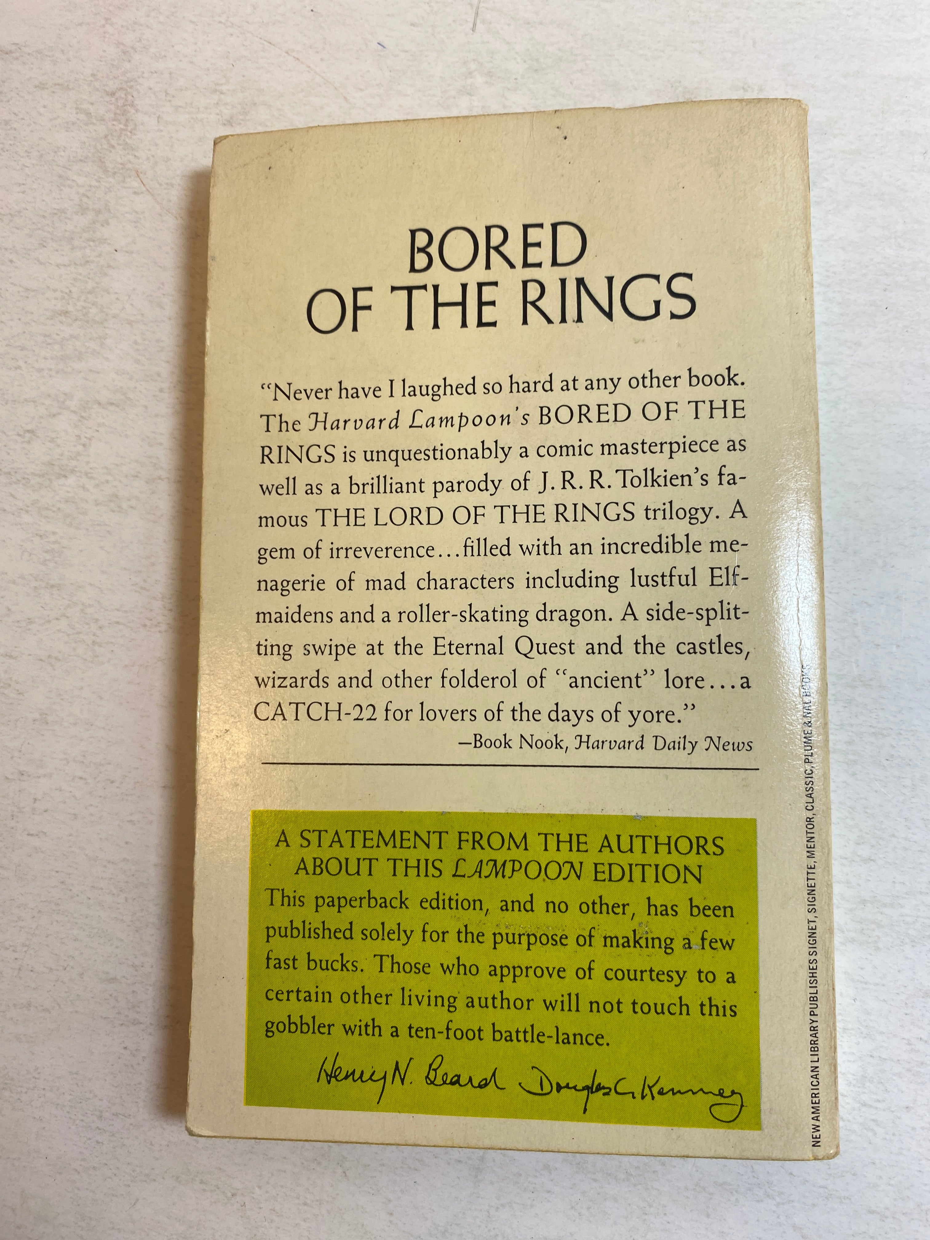 Bored of the Rings Vintage paperback 1969