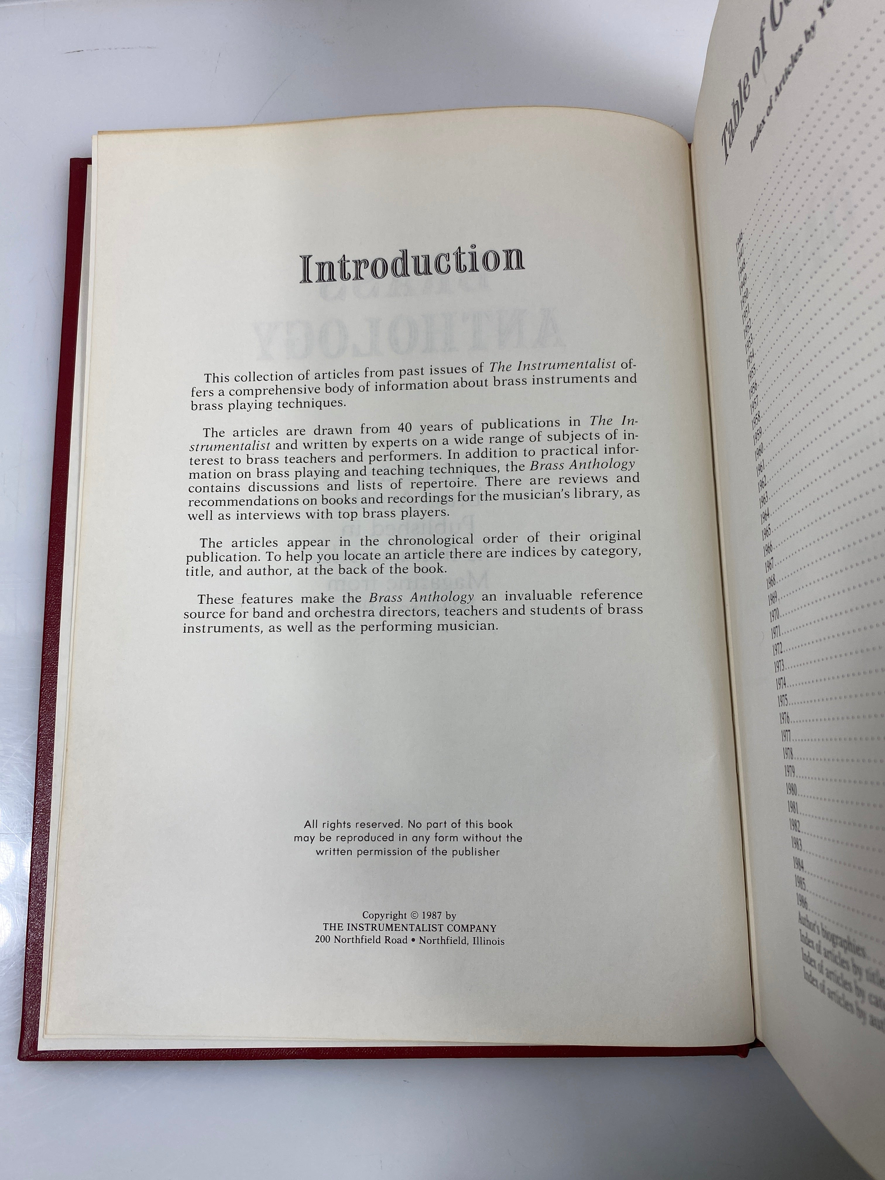Brass Anthology The Instrumentalist Magazine 1987 HC