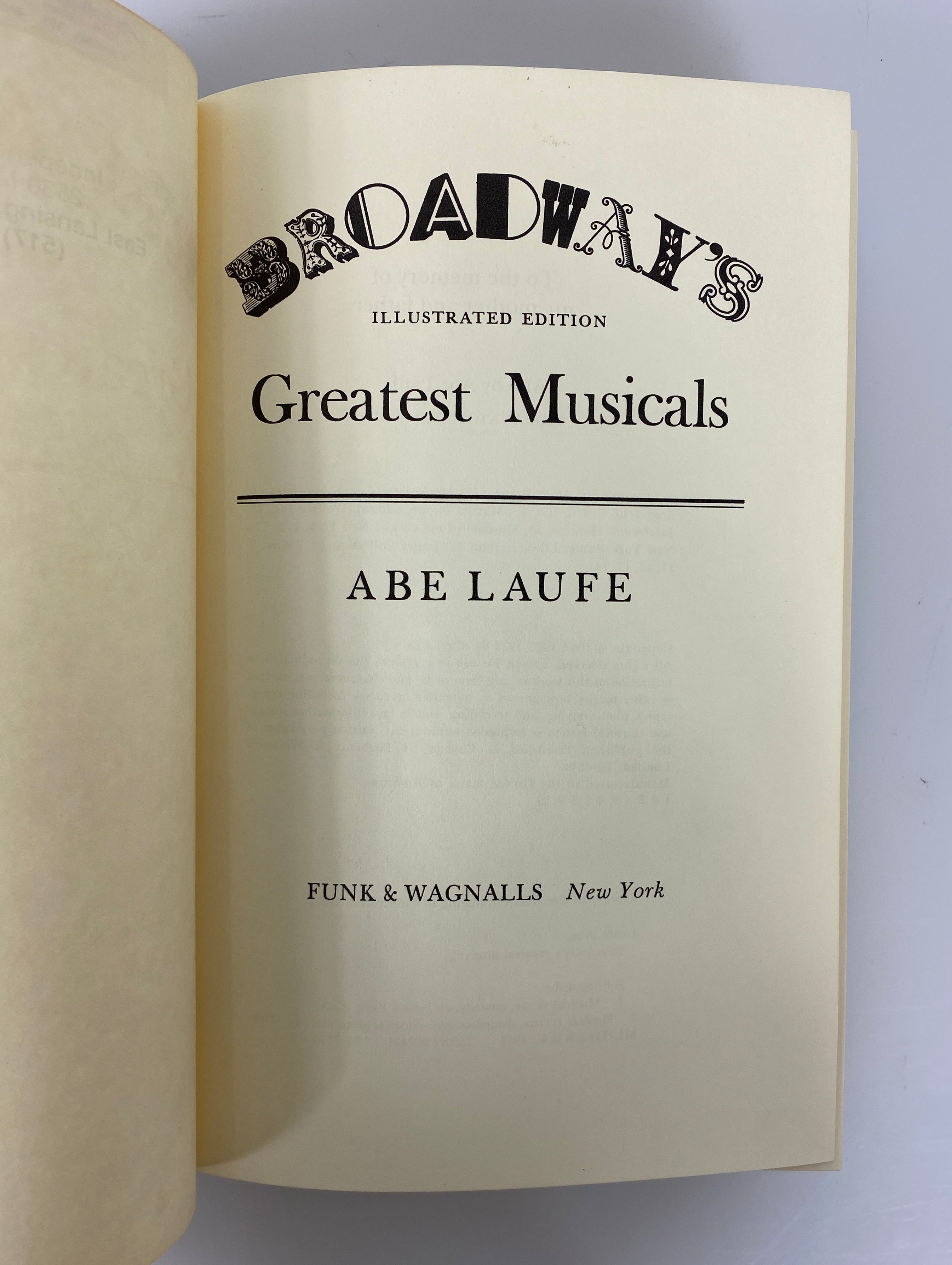 Broadway's Greatest Musicals by Abe Laufe Illustrated Edition 1973 HC