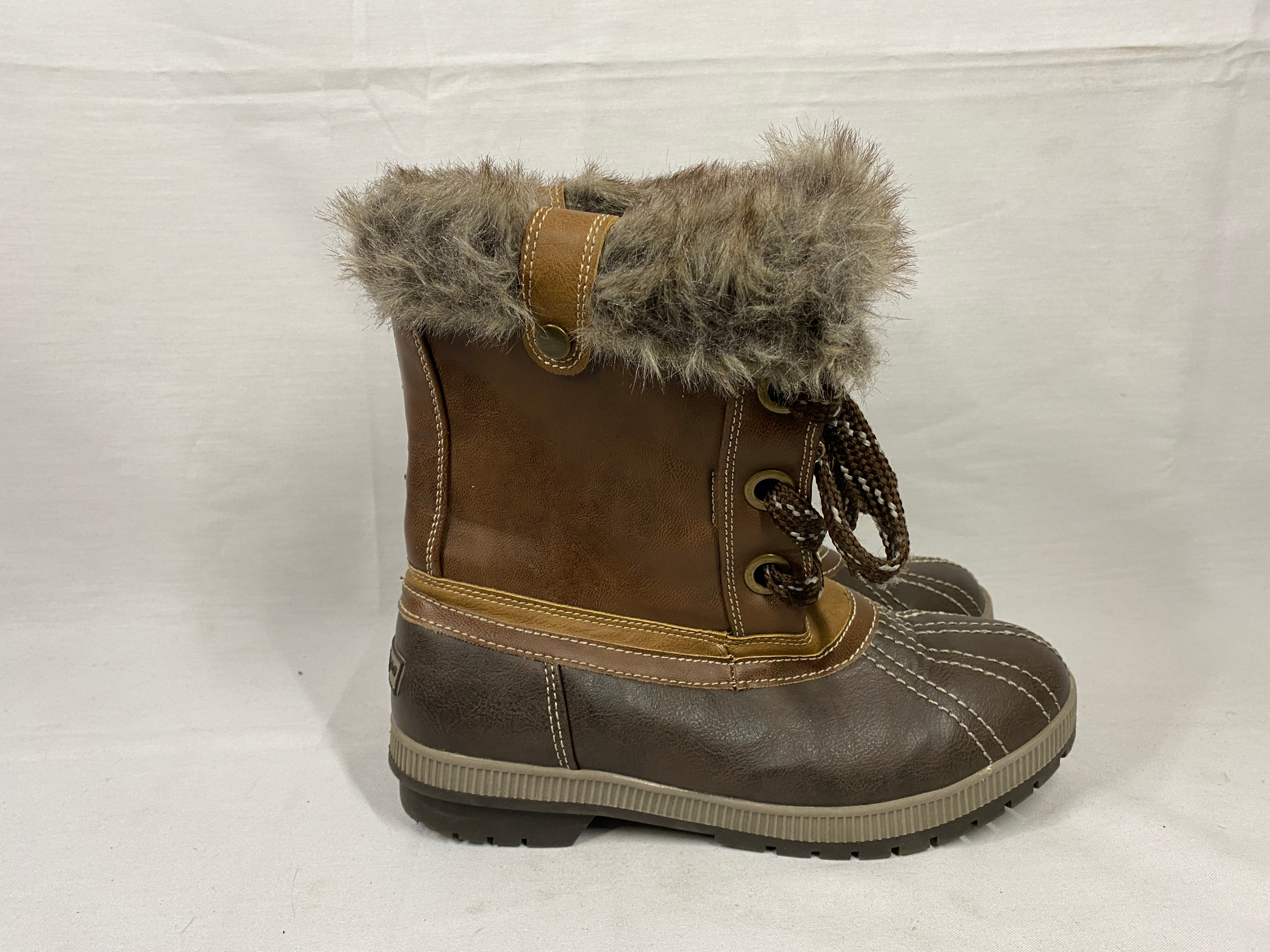 Brown London Fog Winter Duck Boots Women's Size 10