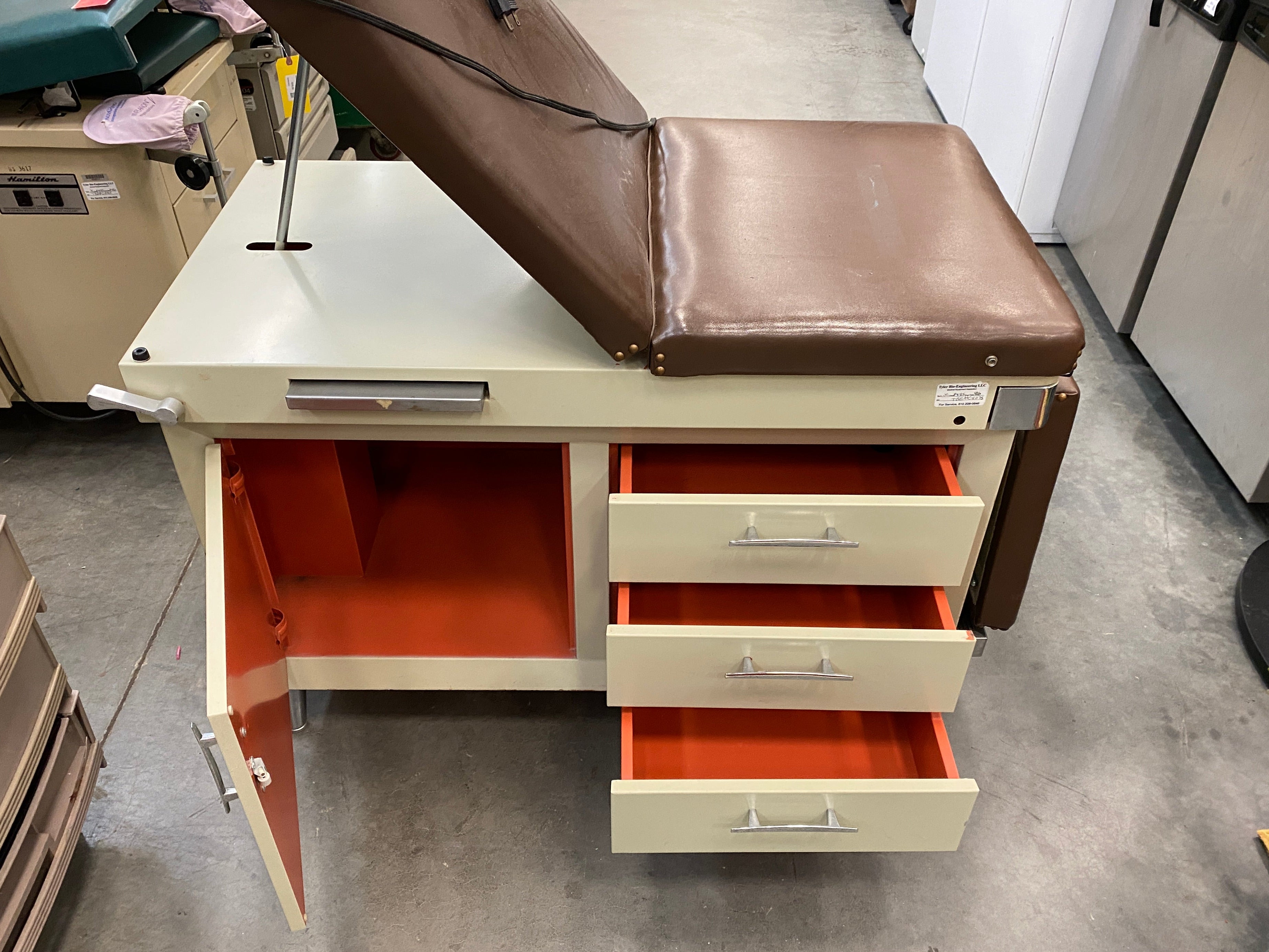 Brown Upholstered Tan Metal Examination Table