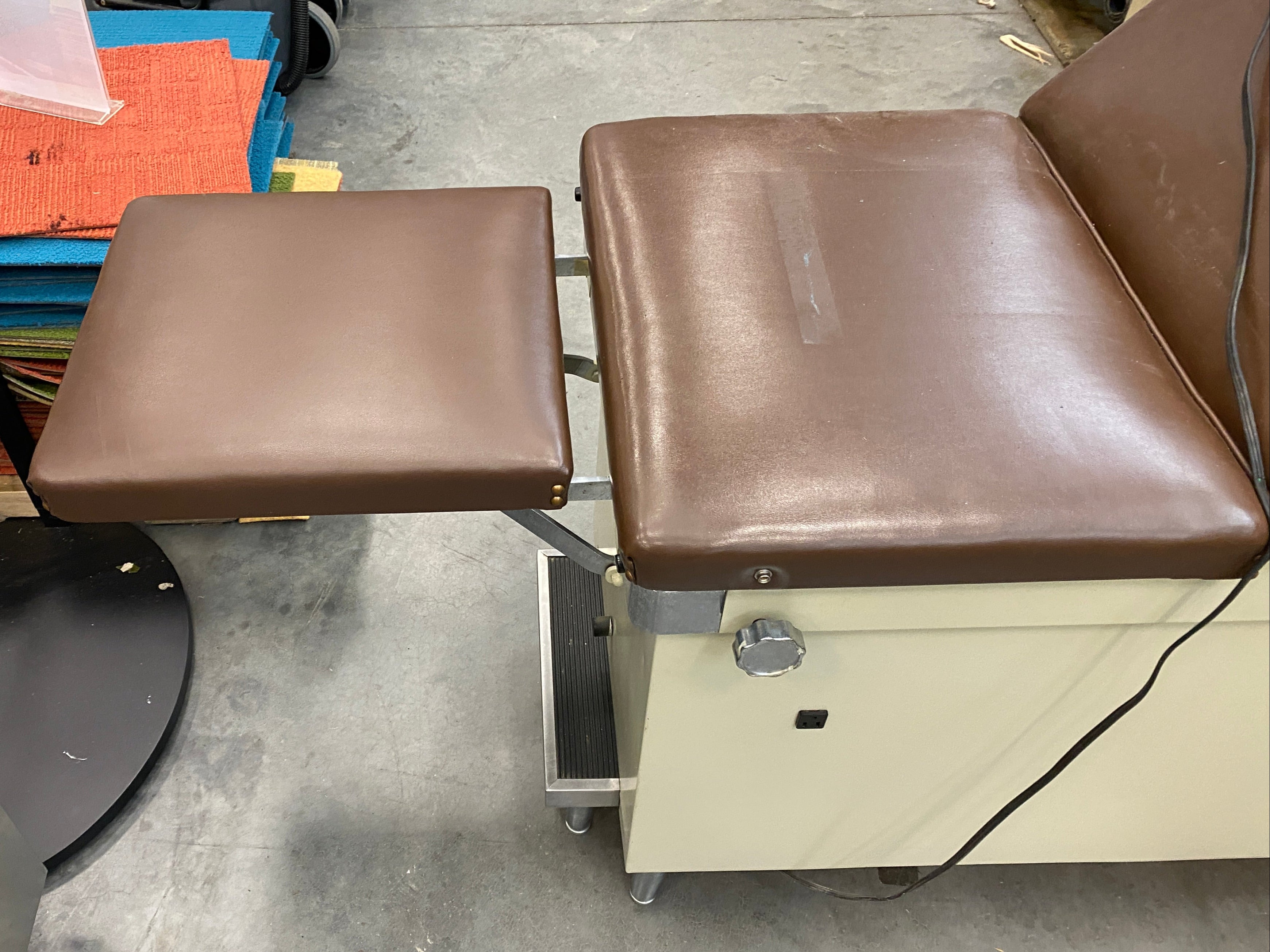 Brown Upholstered Tan Metal Examination Table