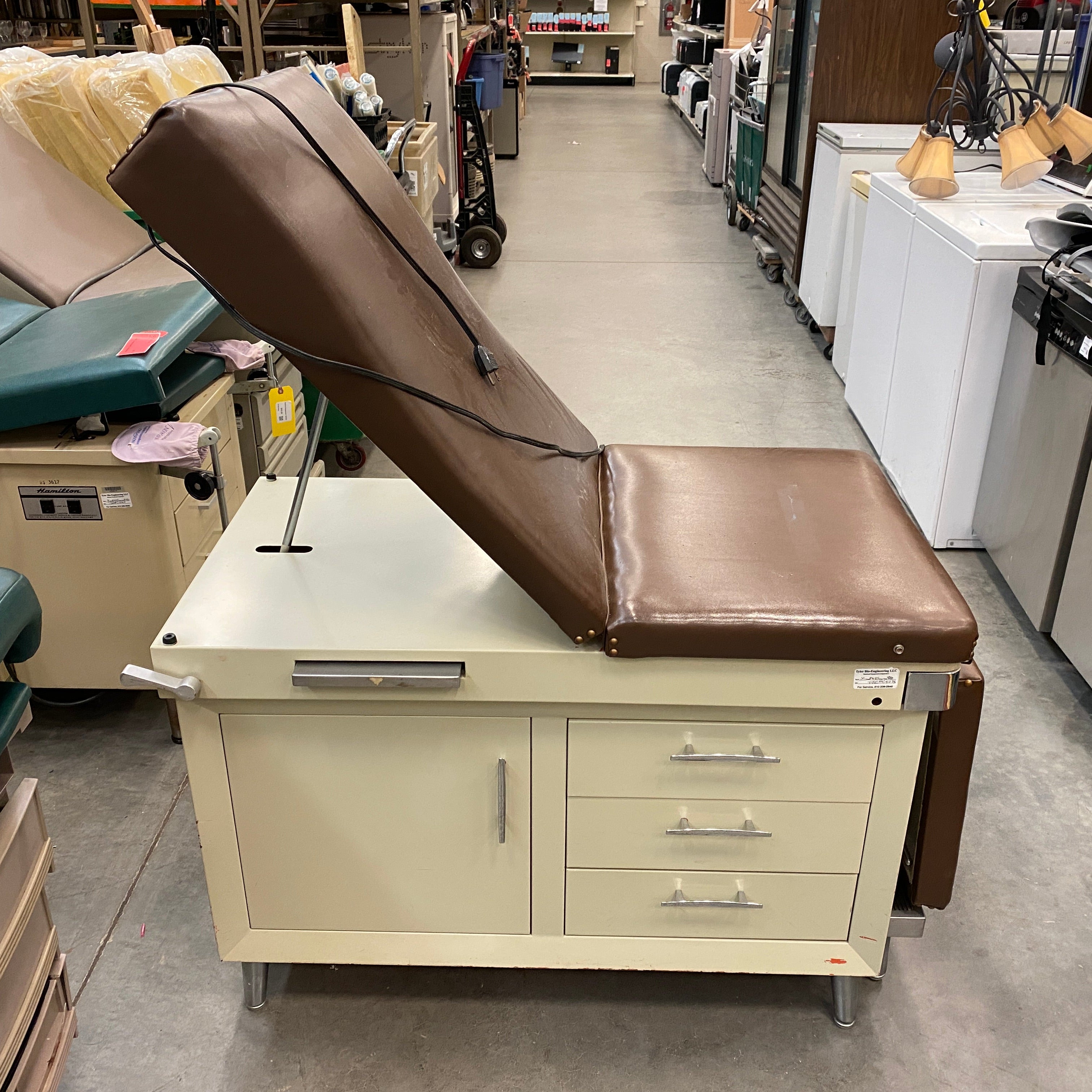Brown Upholstered Tan Metal Examination Table