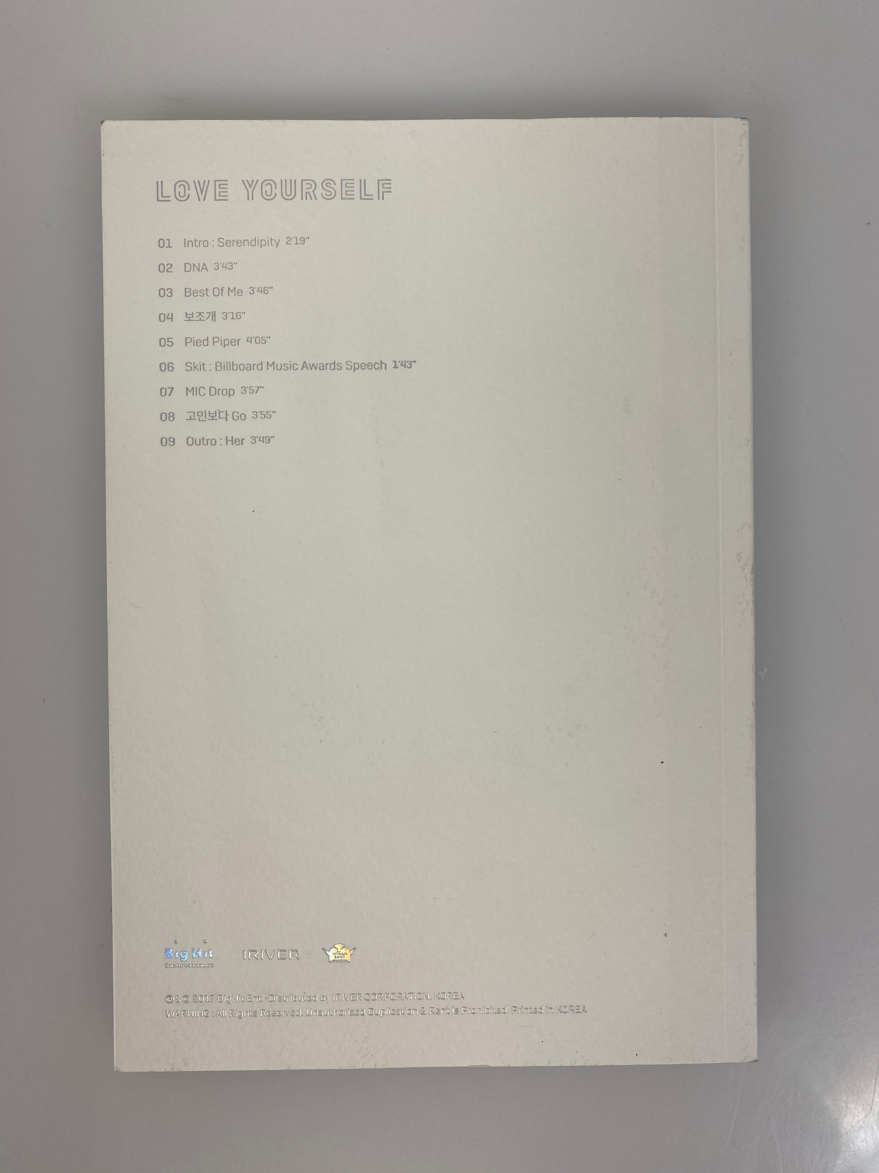 BTS Love Yourself: Her CD 2017 no photocard