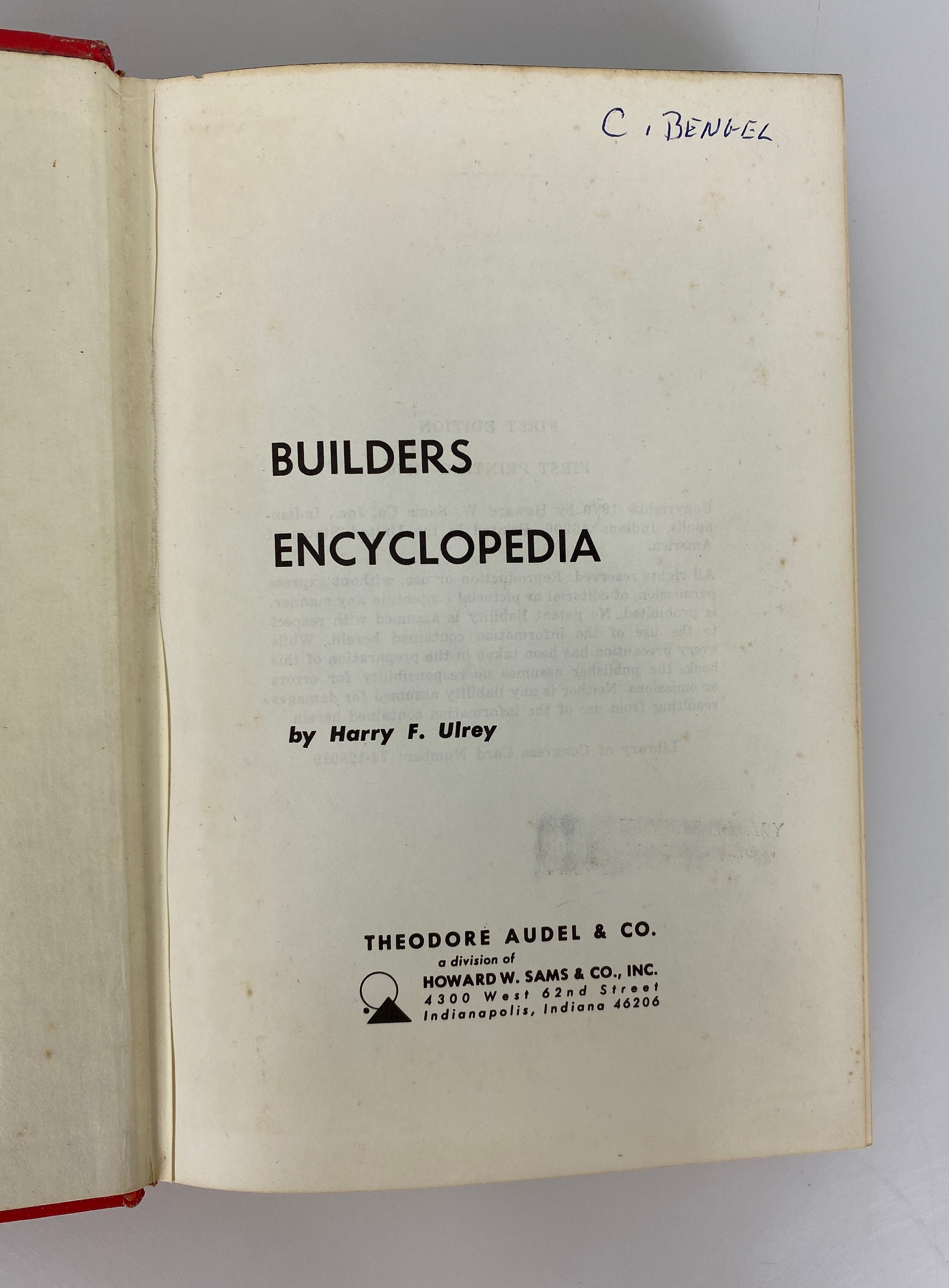Builders Encyclopedia by Harry Ulrey 1970 Rare 1st Edition 1st Printing HC