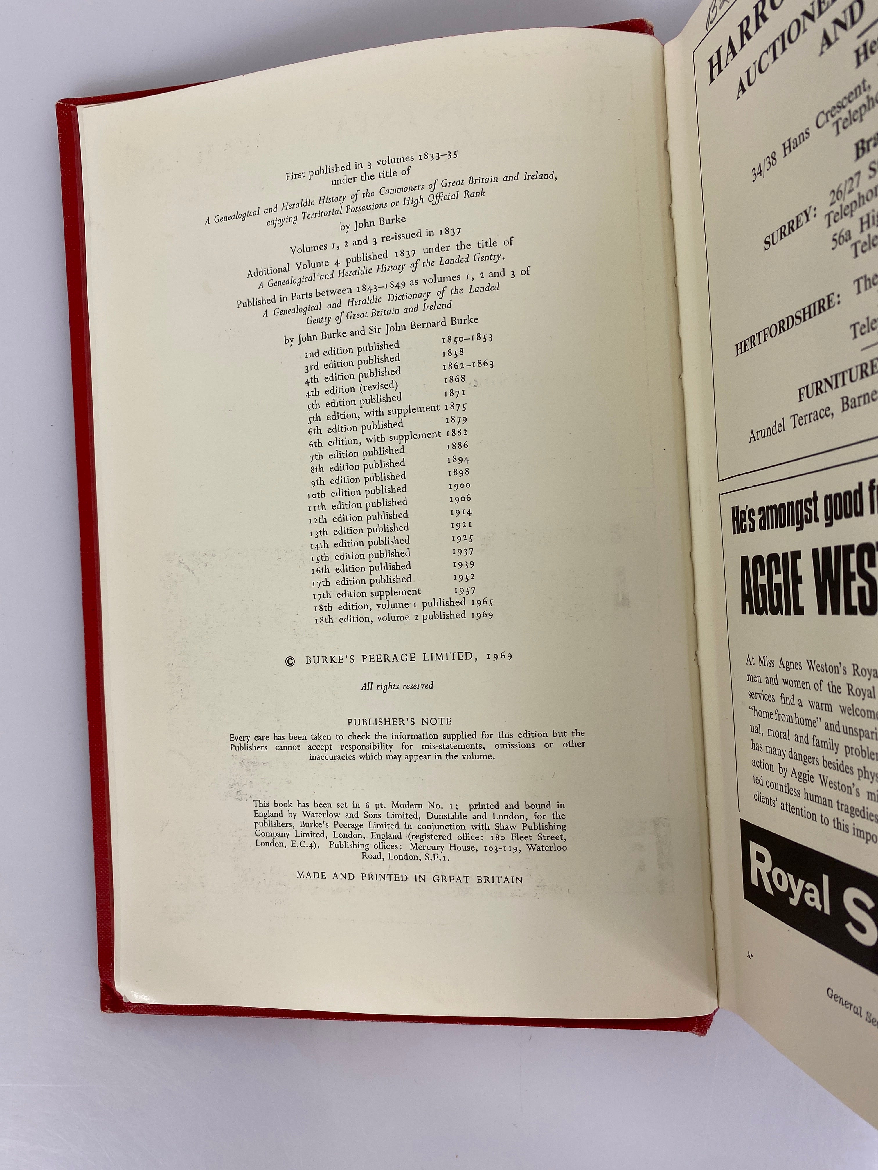 Burke's Landed Gentry Volume II Eighteenth Edition 1969 Ex-Library HC