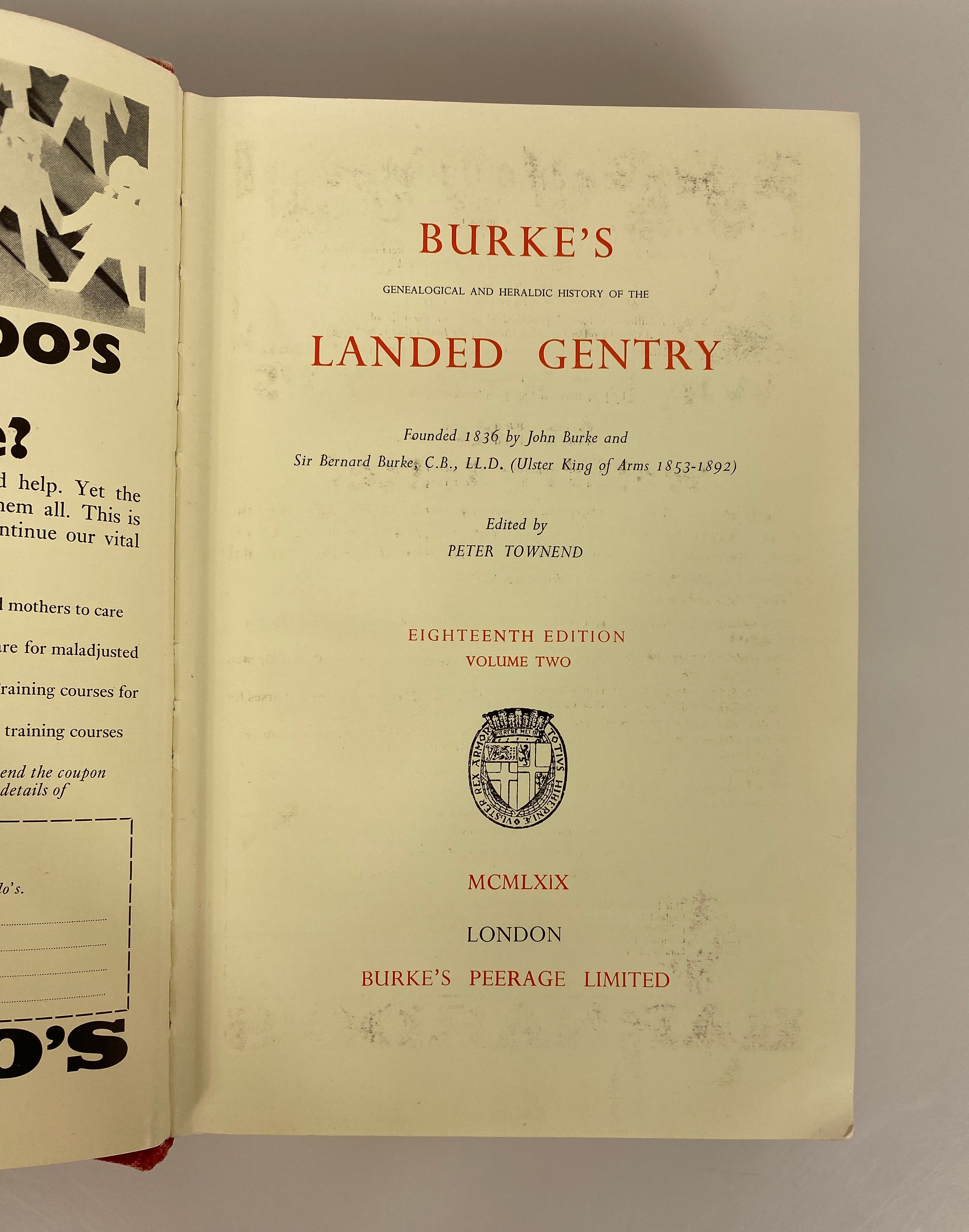 Burke's Landed Gentry Volume II Eighteenth Edition 1969 Ex-Library HC