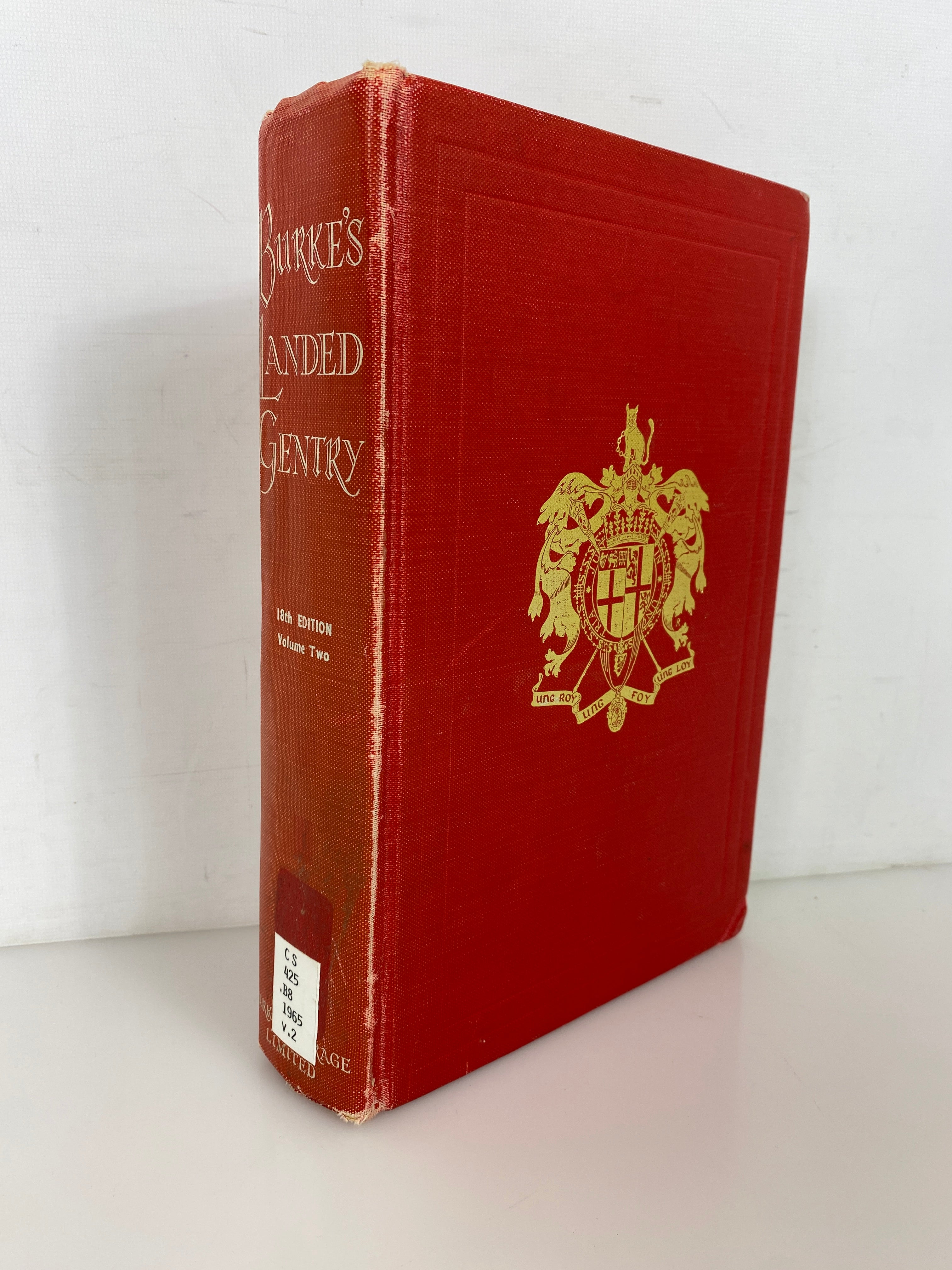 Burke's Landed Gentry Volume II Eighteenth Edition 1969 Ex-Library HC