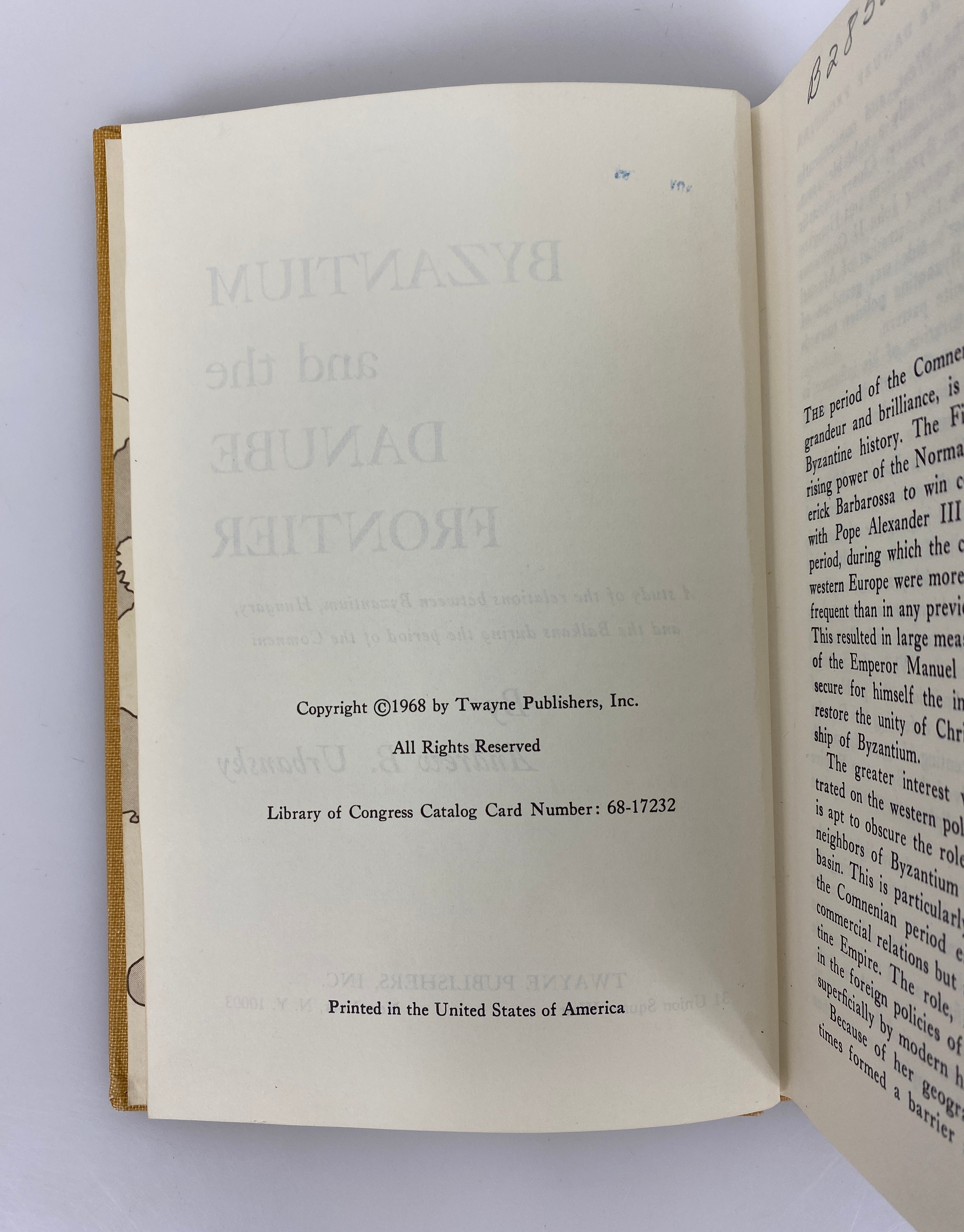 Byzantium & the Danube Frontier by Urbansky 1968 Ex-Library HC