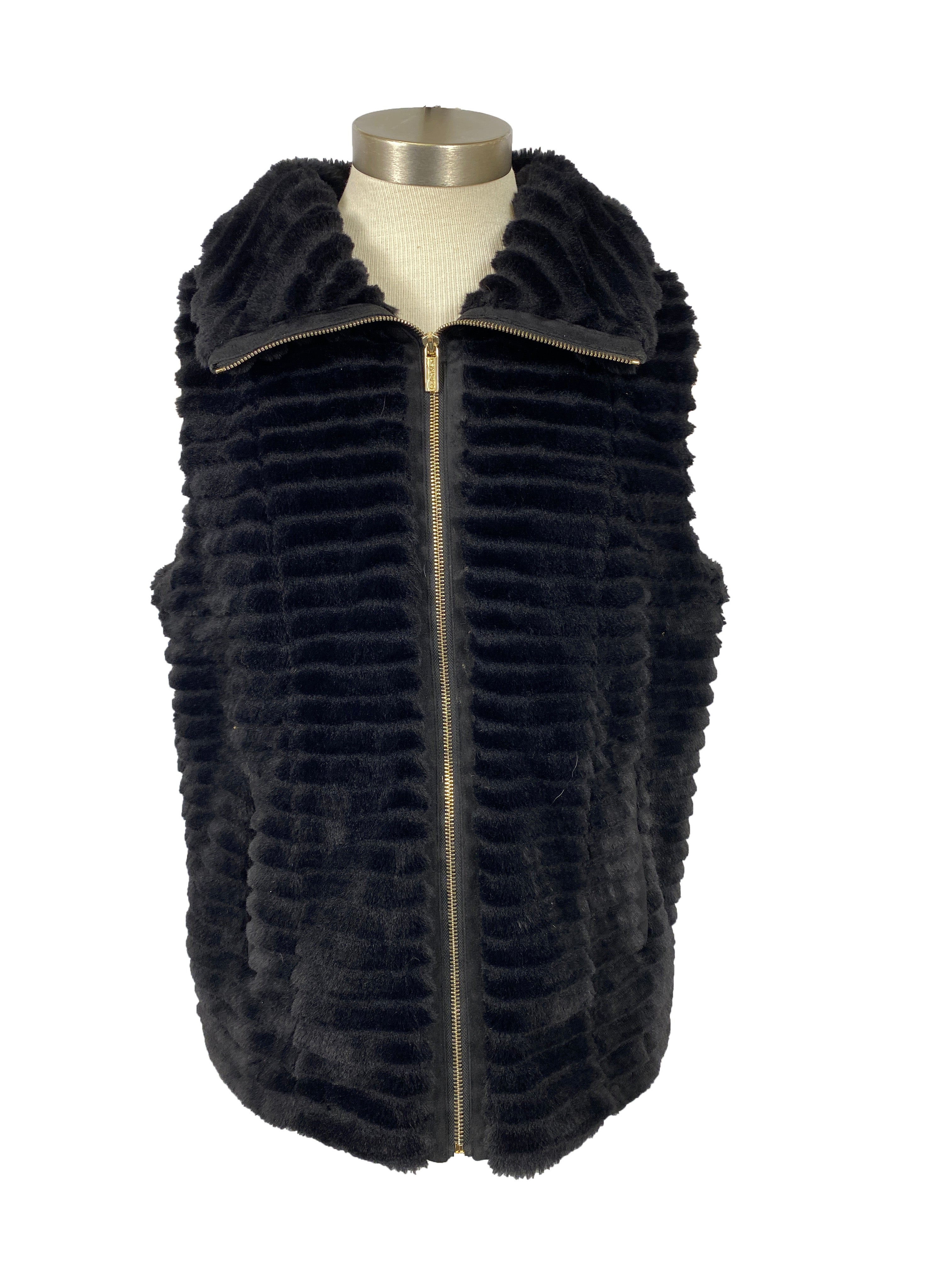 Calvin Klein Black Faux Fur Vest Women's Size L