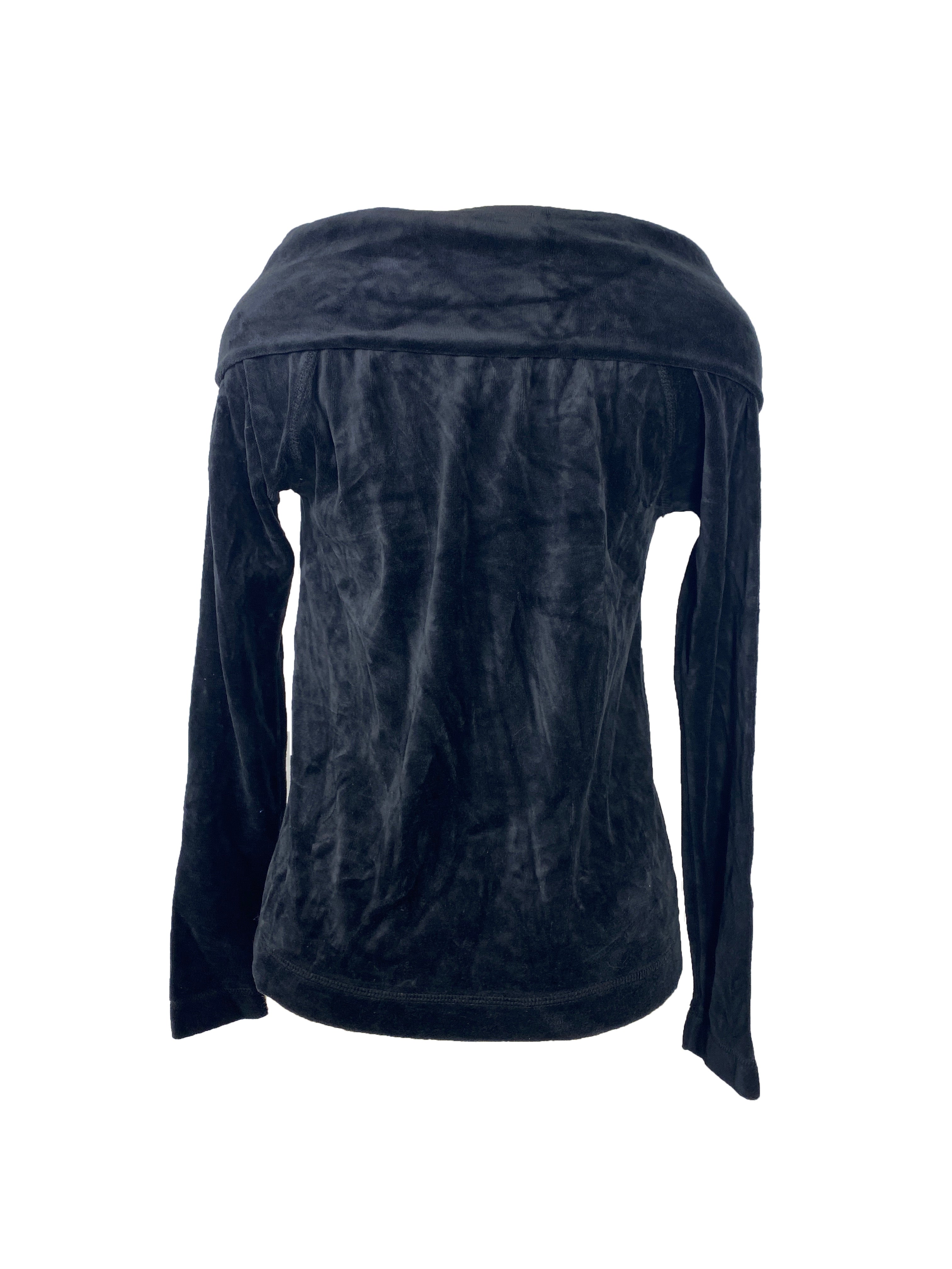 Calvin Klein Black Velvet Long Sleeve Shirt Women's Size XS
