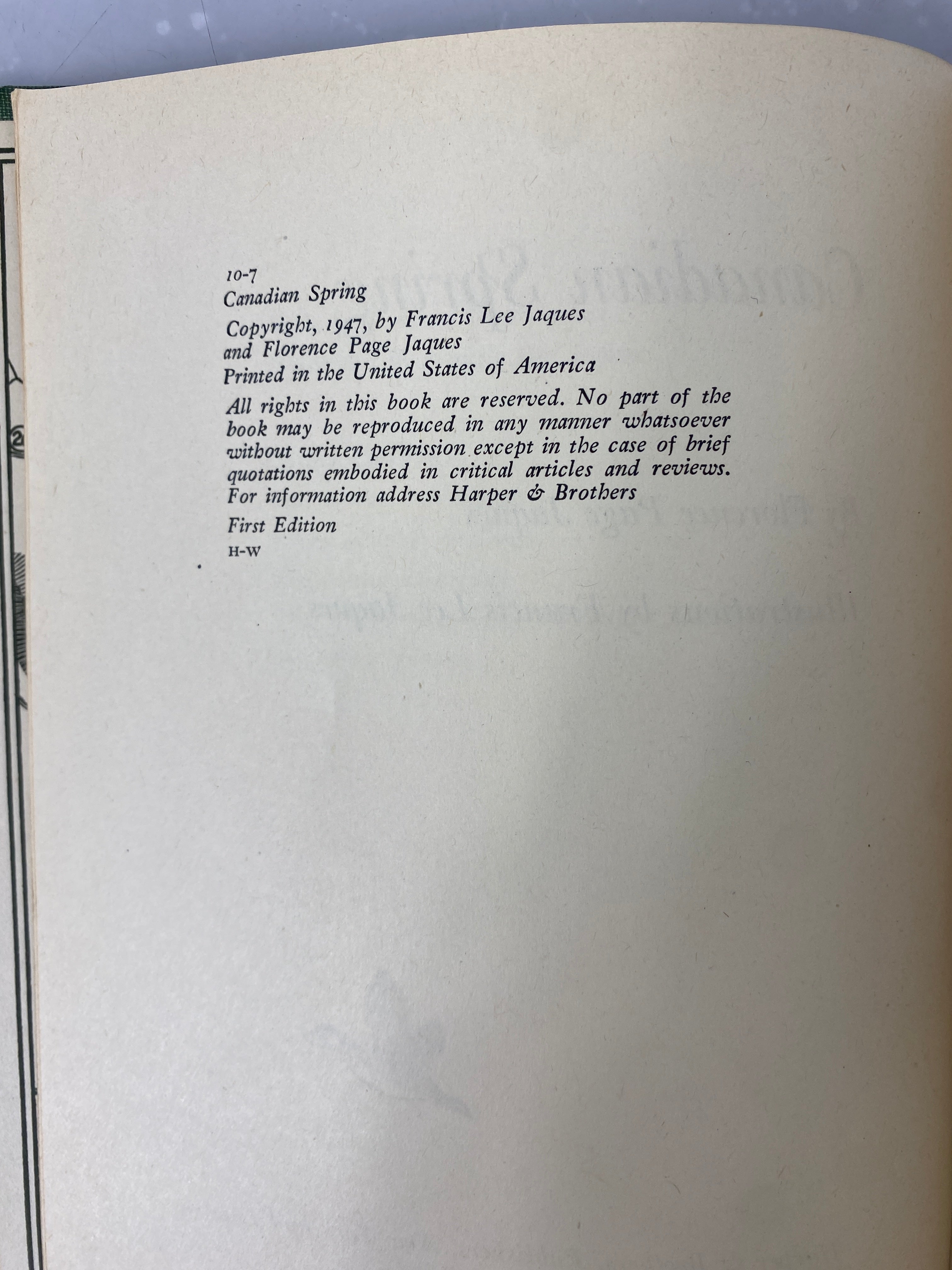 Canadian Spring by Florence Page Jaques 1947 HC First Edition
