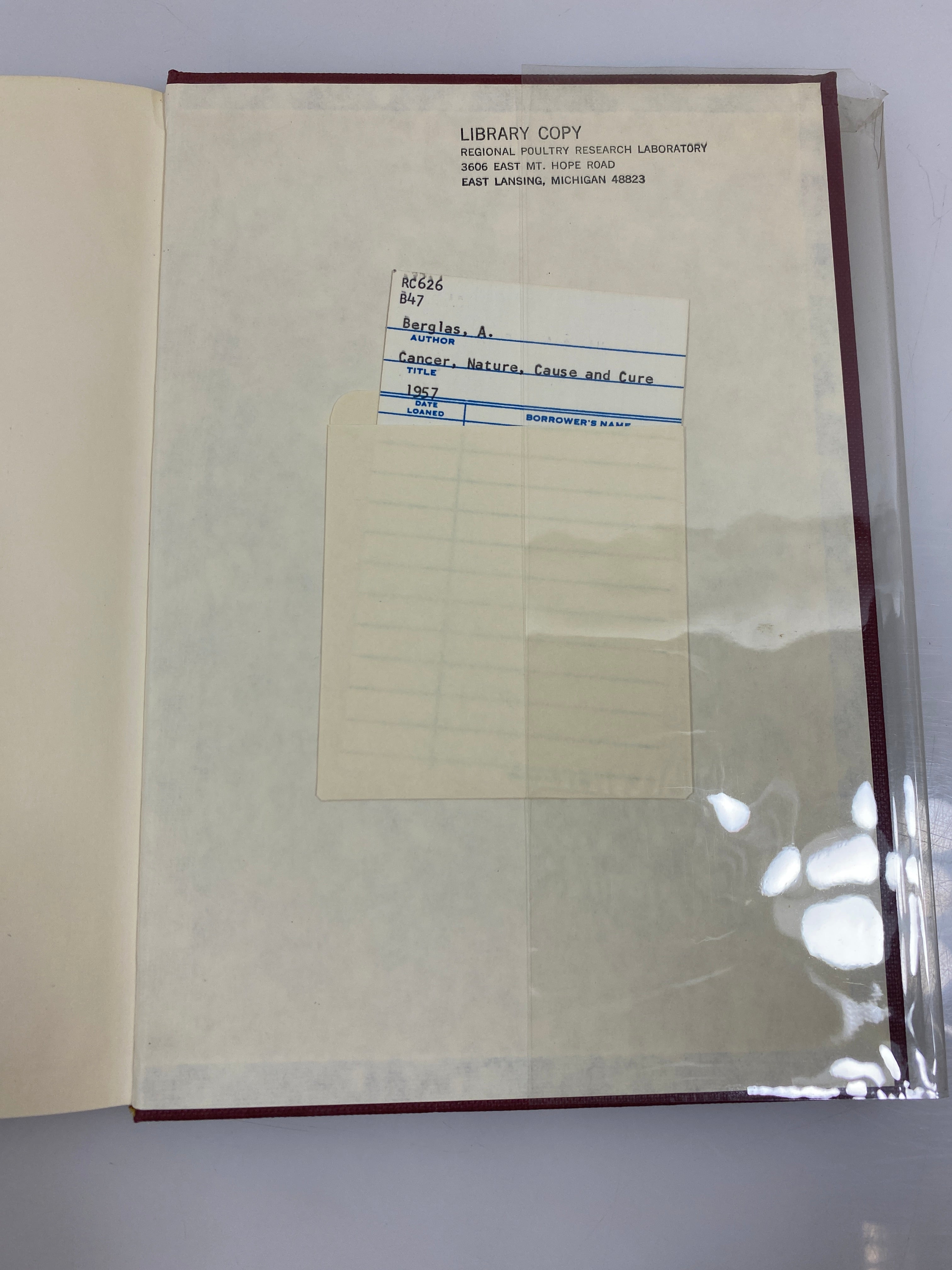 Cancer by Alexander Berglas Institute Pasteur Ex-library 1957 HCDJ