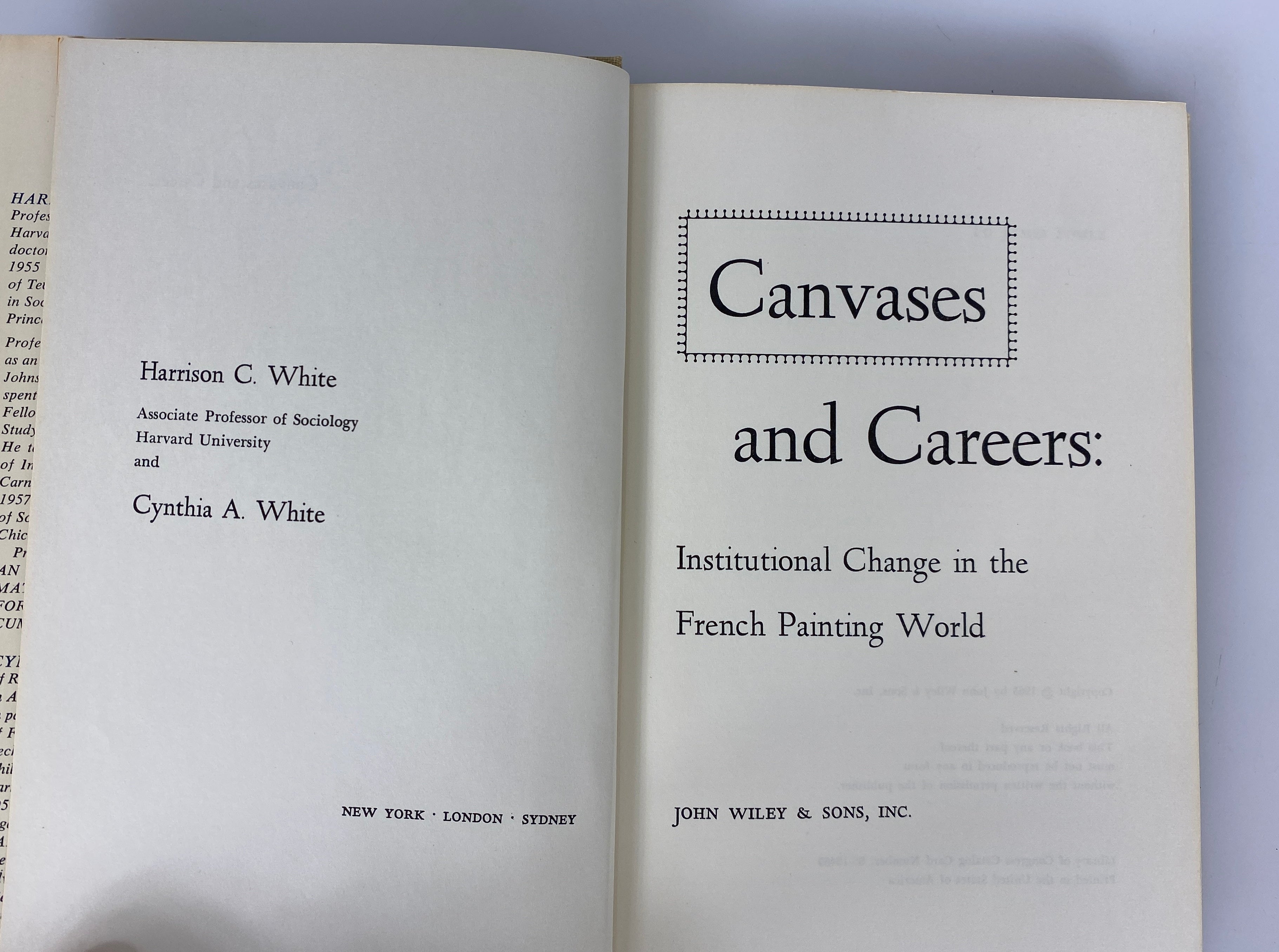 Canvases and Careers by White & White 1965 Vintage HC DJ