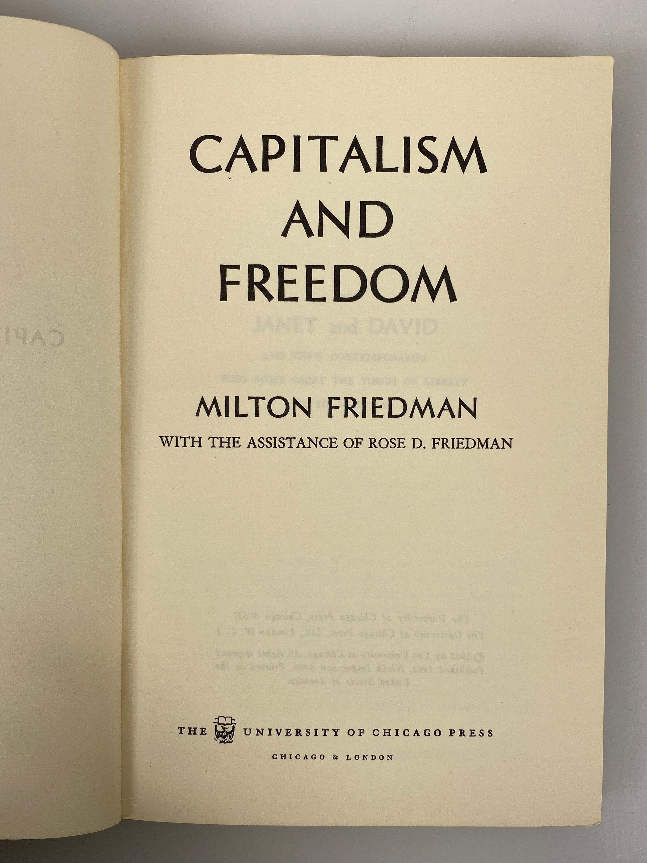 Capitalism & Freedom by Milton Friedman 1969 9th Impression SC