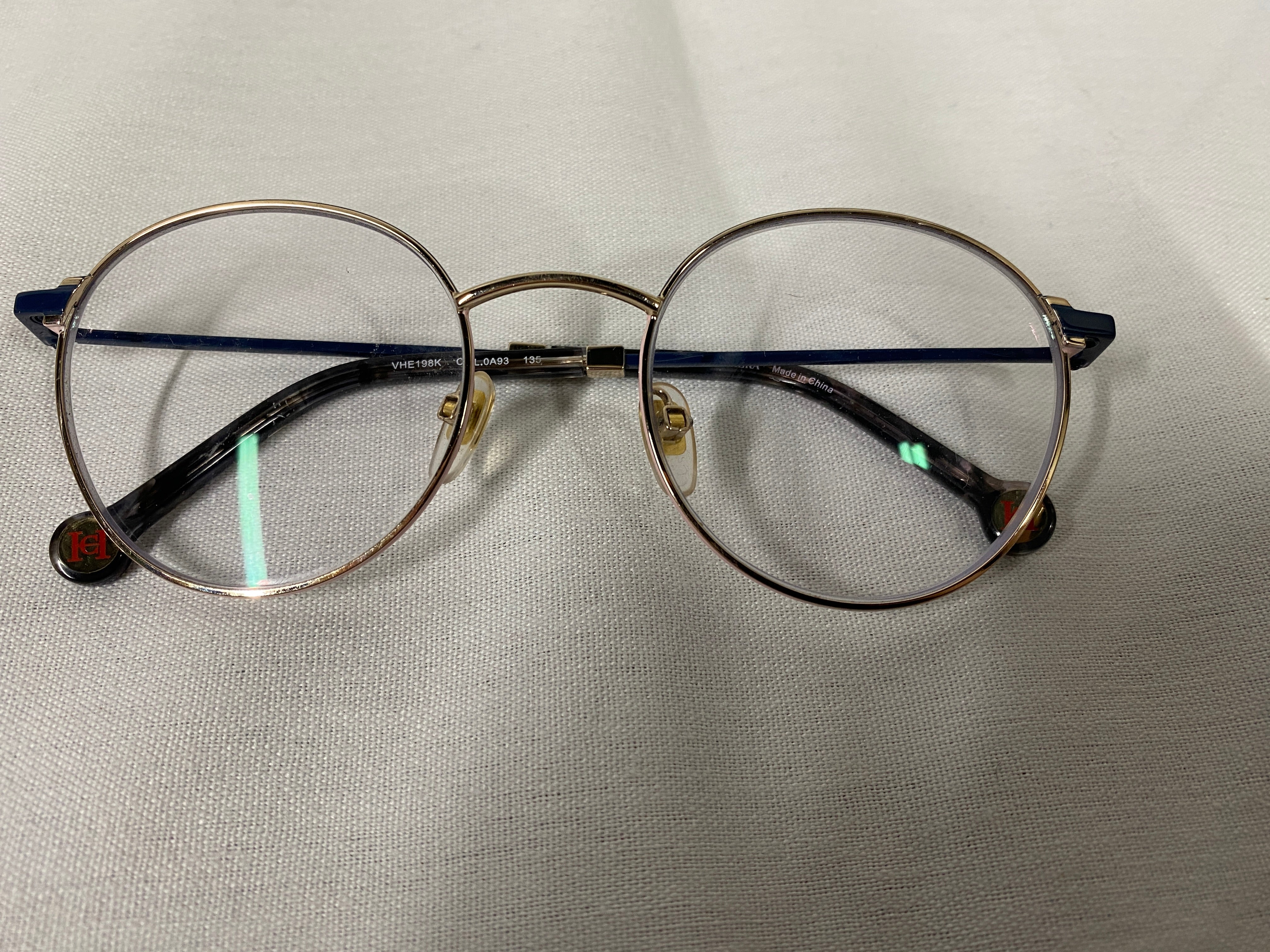Carolina Herrera Gold and Blue Glasses