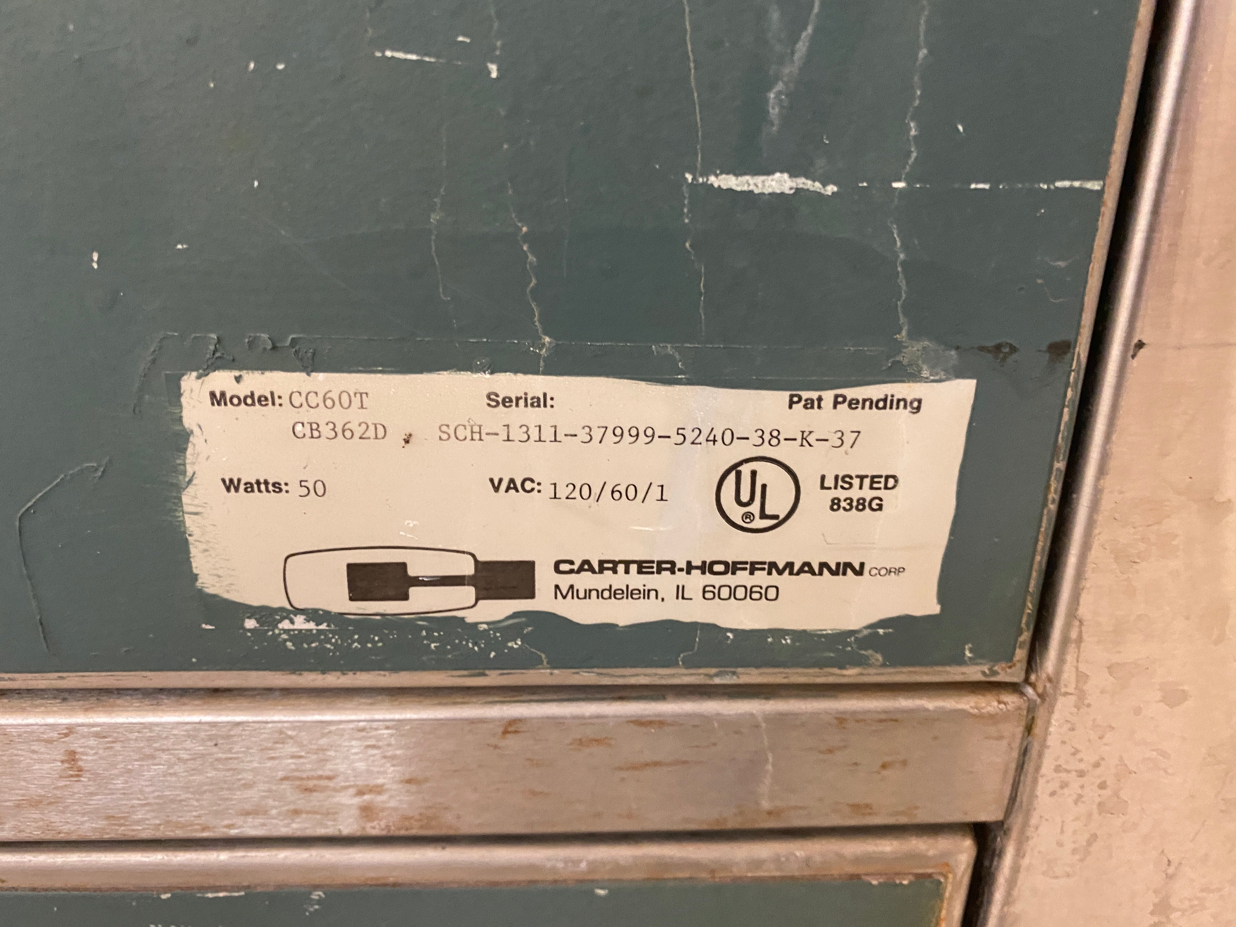 Carter-Hoffmann #CC60T-CB362D Wheeled Refrigerator Table w/ Storage