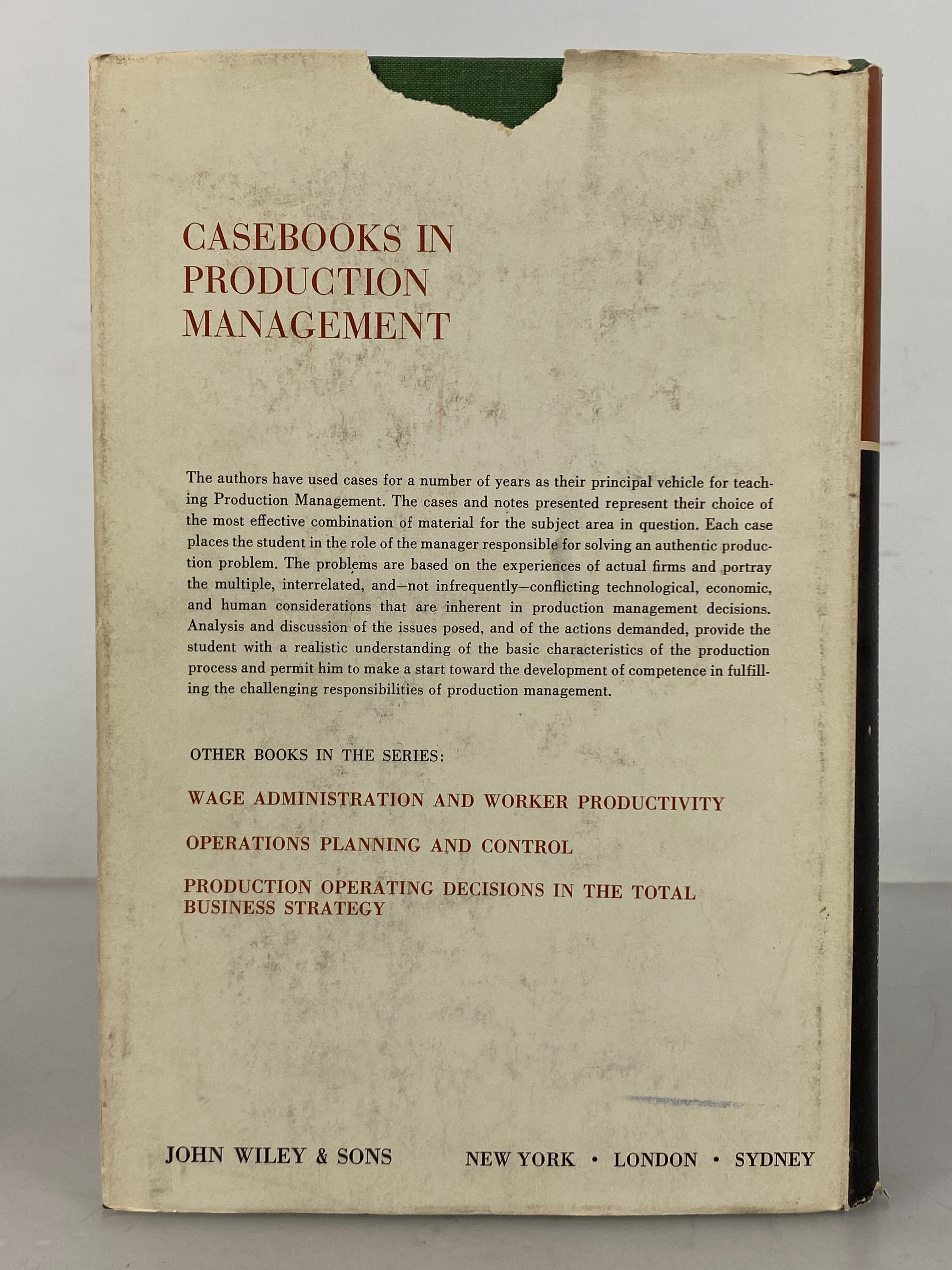 Casebooks in Production Management Problems/Concepts/Techniques 1968 HCDJ