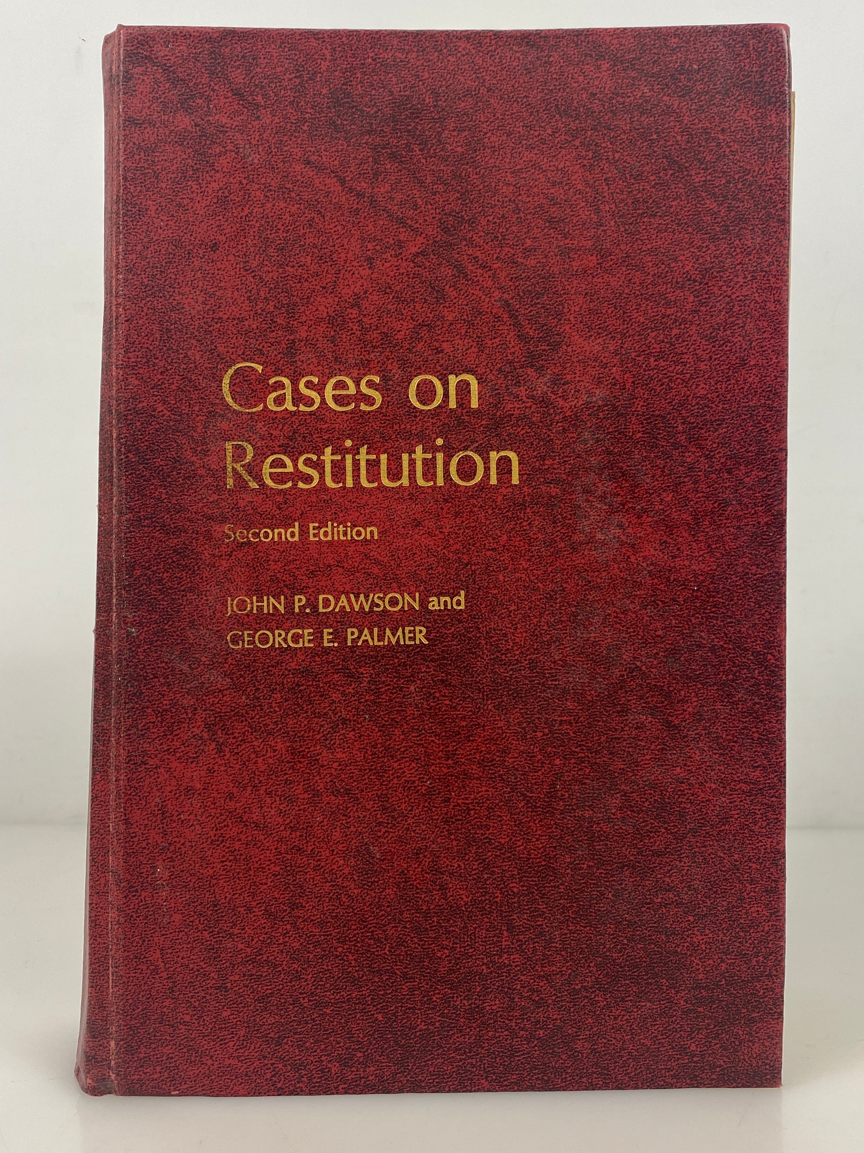 Cases on Restitution by Dawson and Palmer 1969 Vintage HC