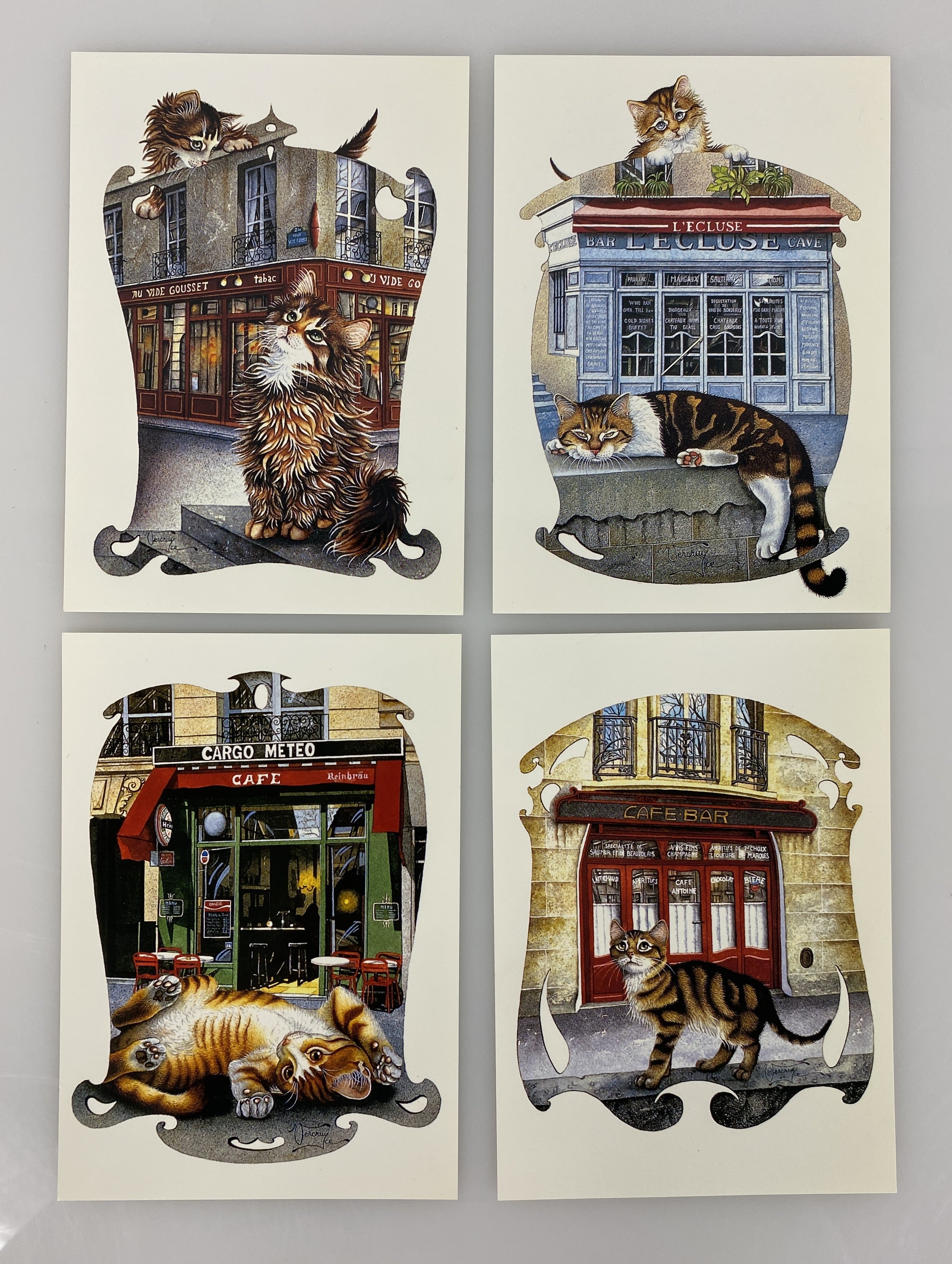 Cat Themed Postcards by Bernard Vercruyce