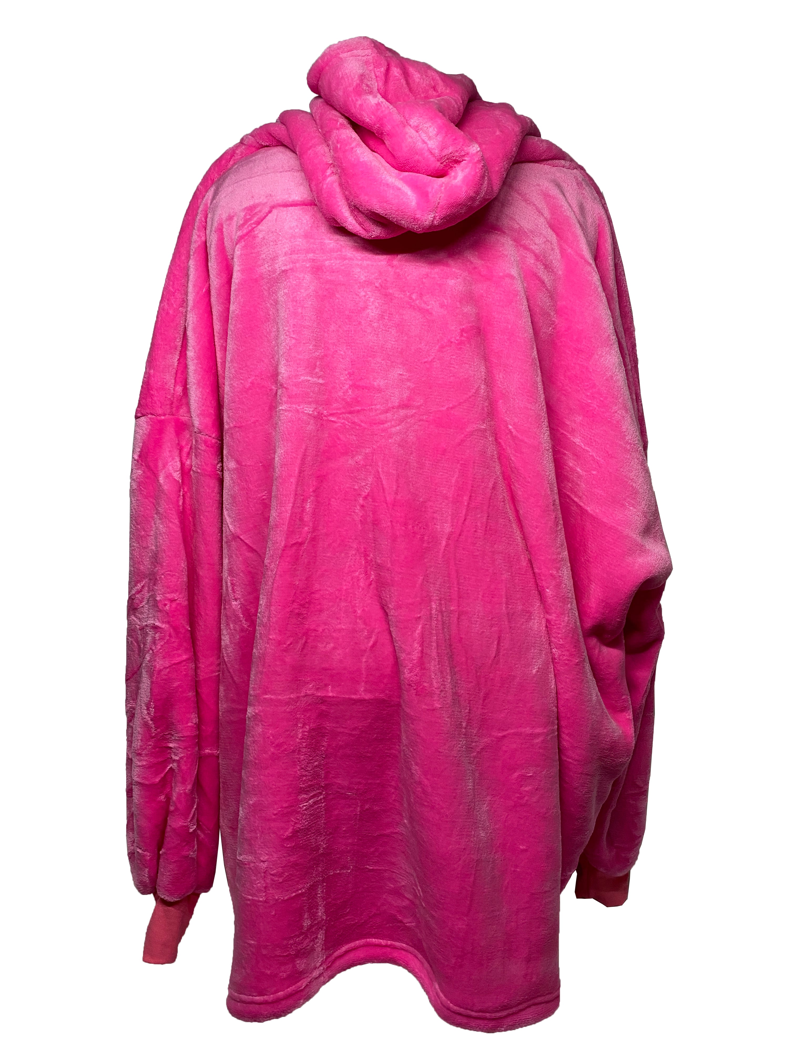 Catalonia Bright Pink Sherpa Lined Oversized Hoodie Blanket One Size