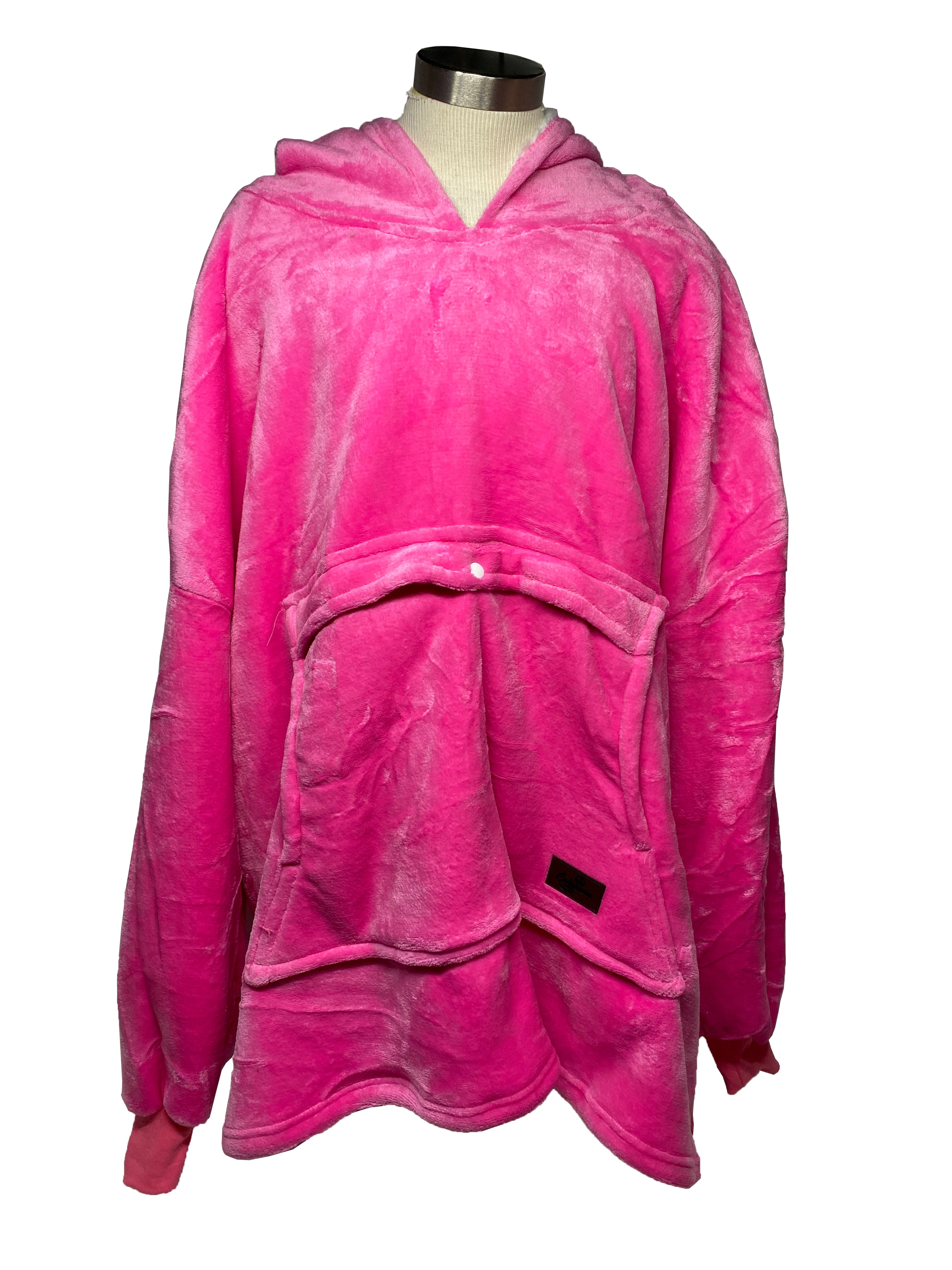 Catalonia Bright Pink Sherpa Lined Oversized Hoodie Blanket One Size