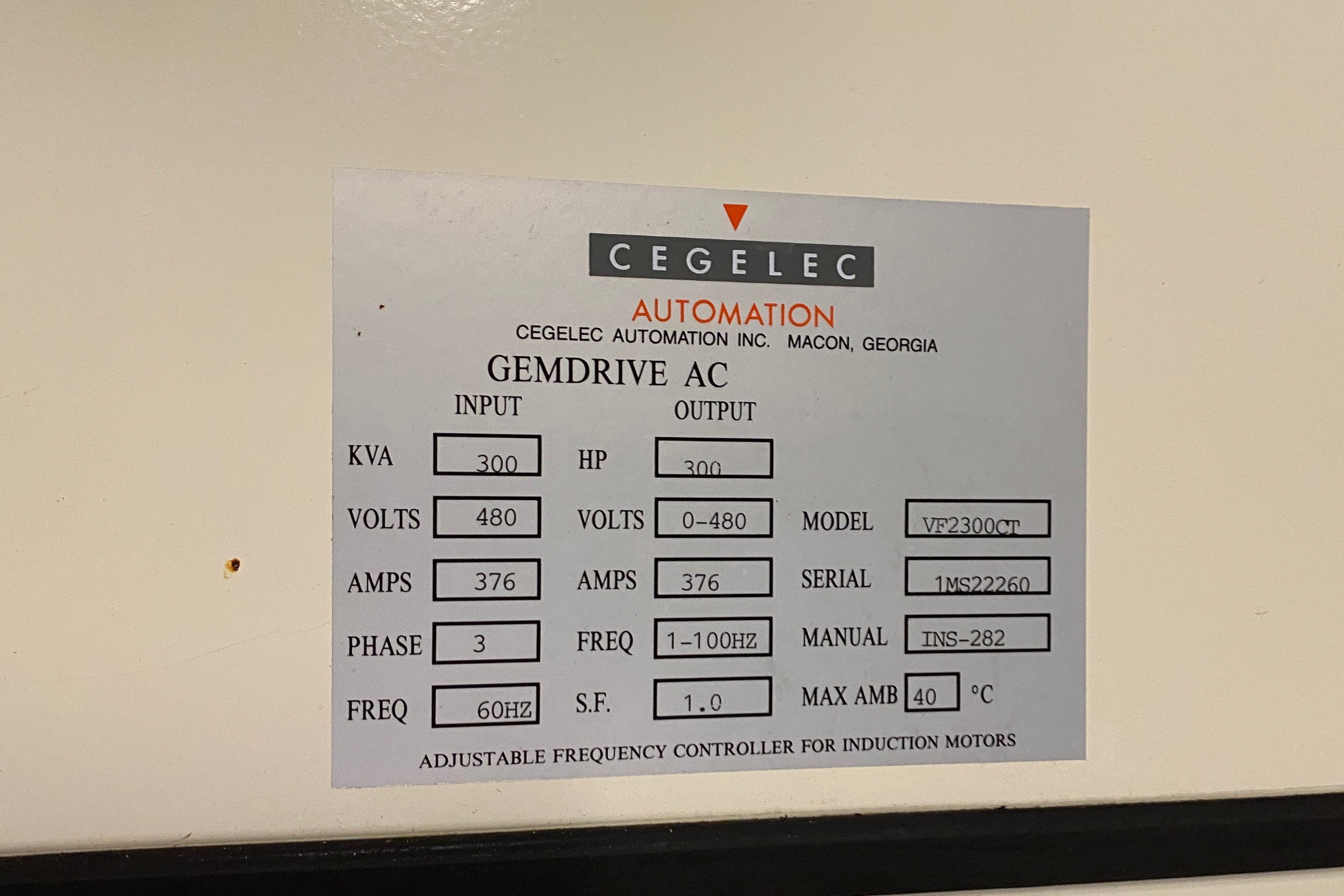 Cegelec Frequency Controller