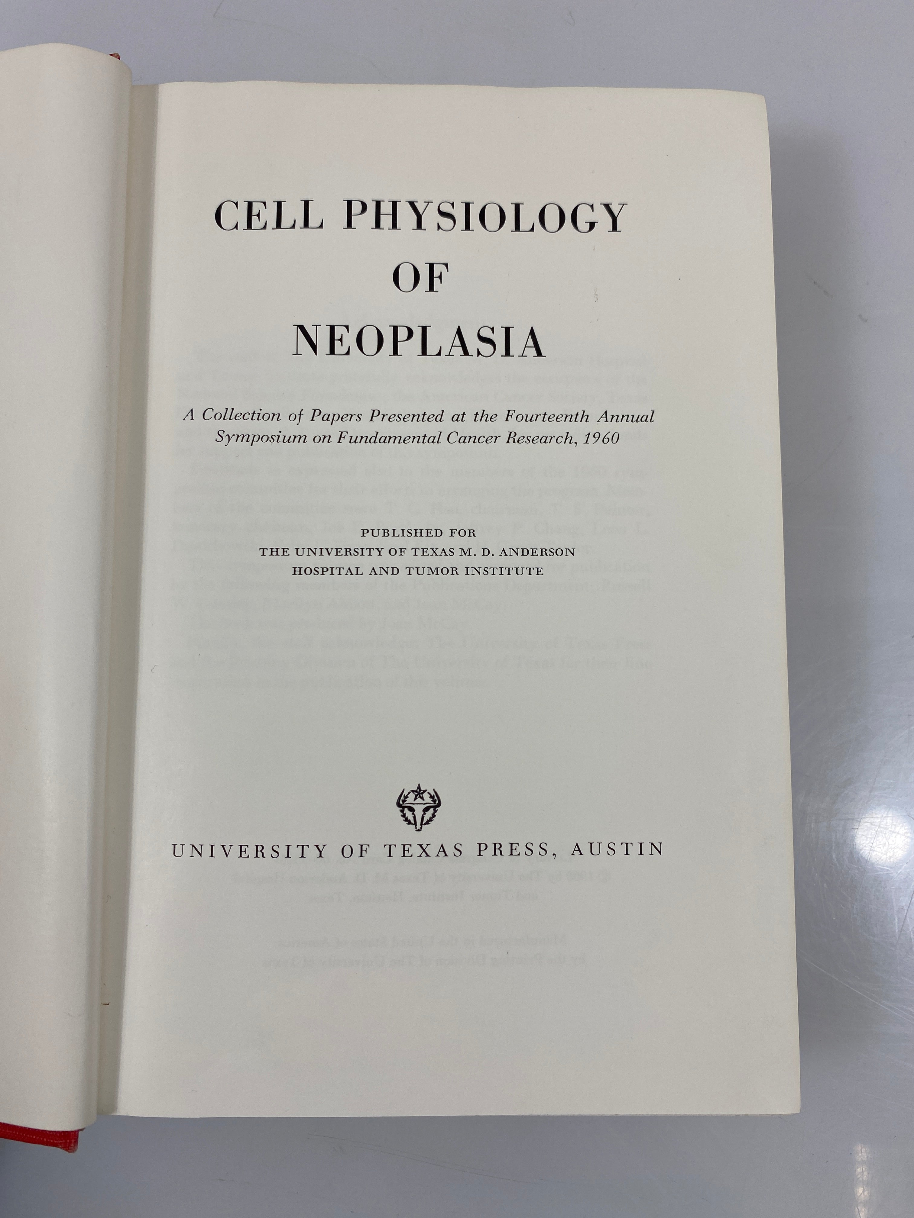 Cell Physiology of Neoplasia University of Texas Ex-library 1960 HC