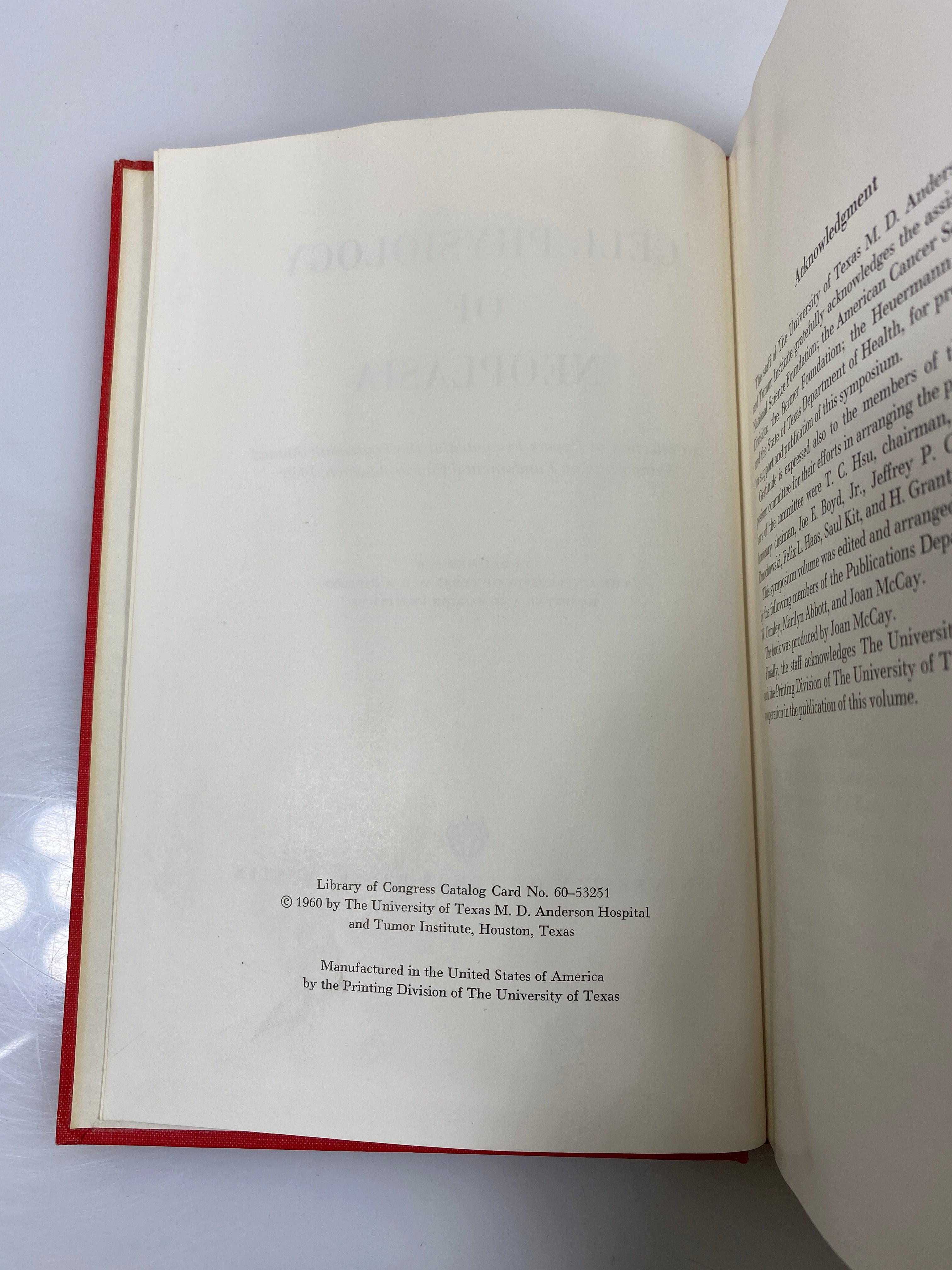 Cell Physiology of Neoplasia University of Texas Ex-library 1960 HC