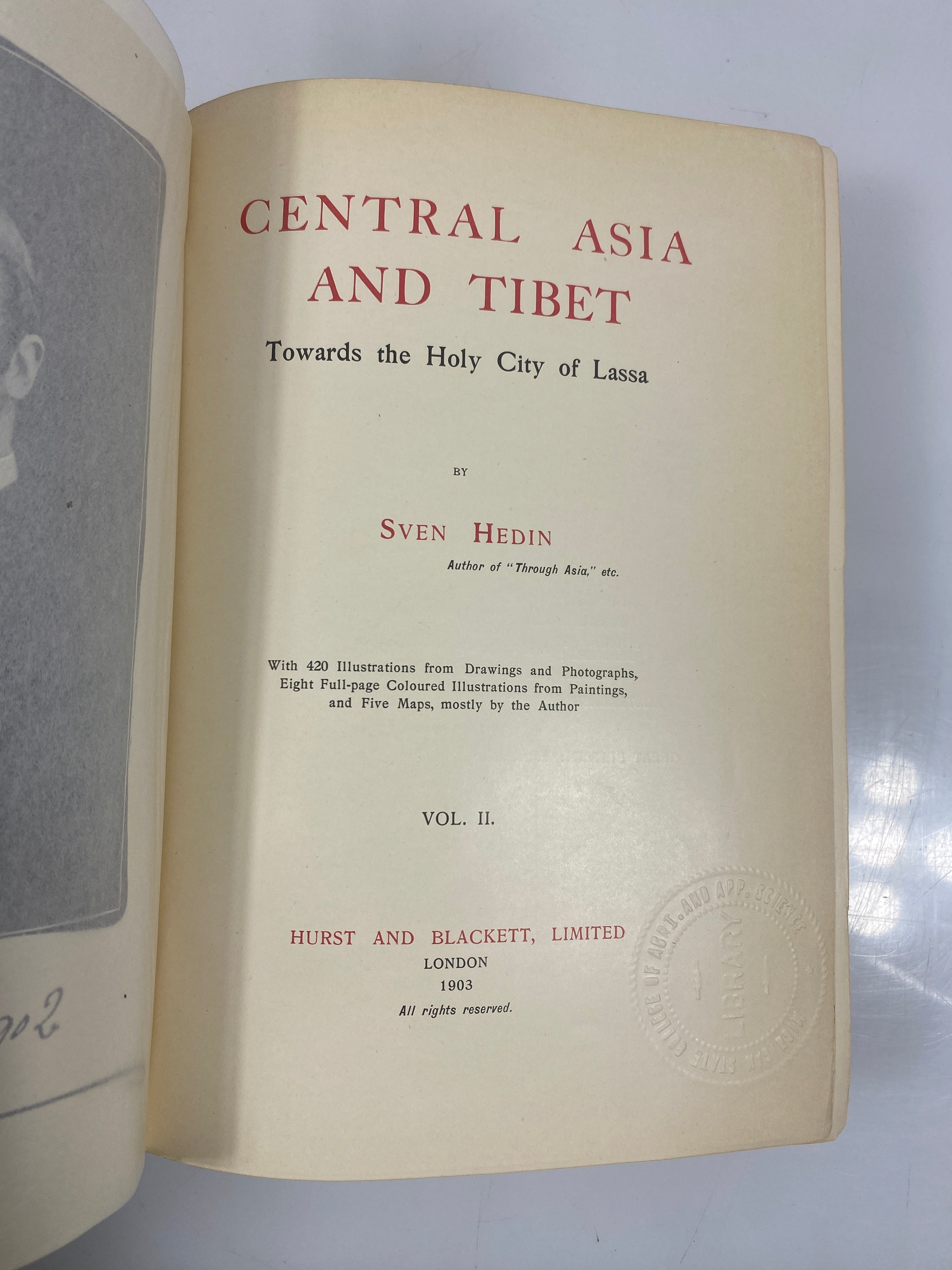 Central Asia & Tibet by Hedin Vol. I-II 1903 Ex-Library HC