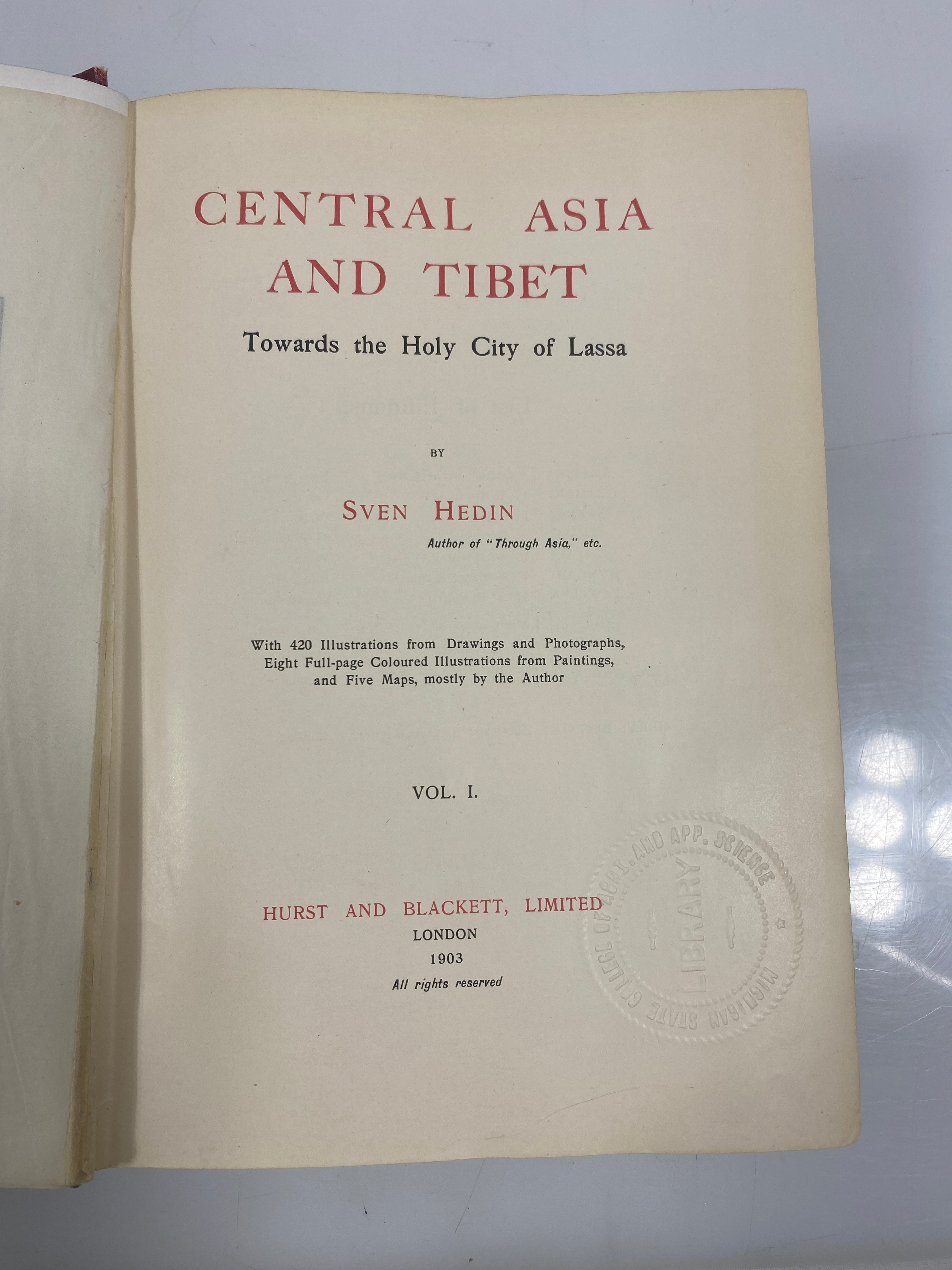 Central Asia & Tibet by Hedin Vol. I-II 1903 Ex-Library HC