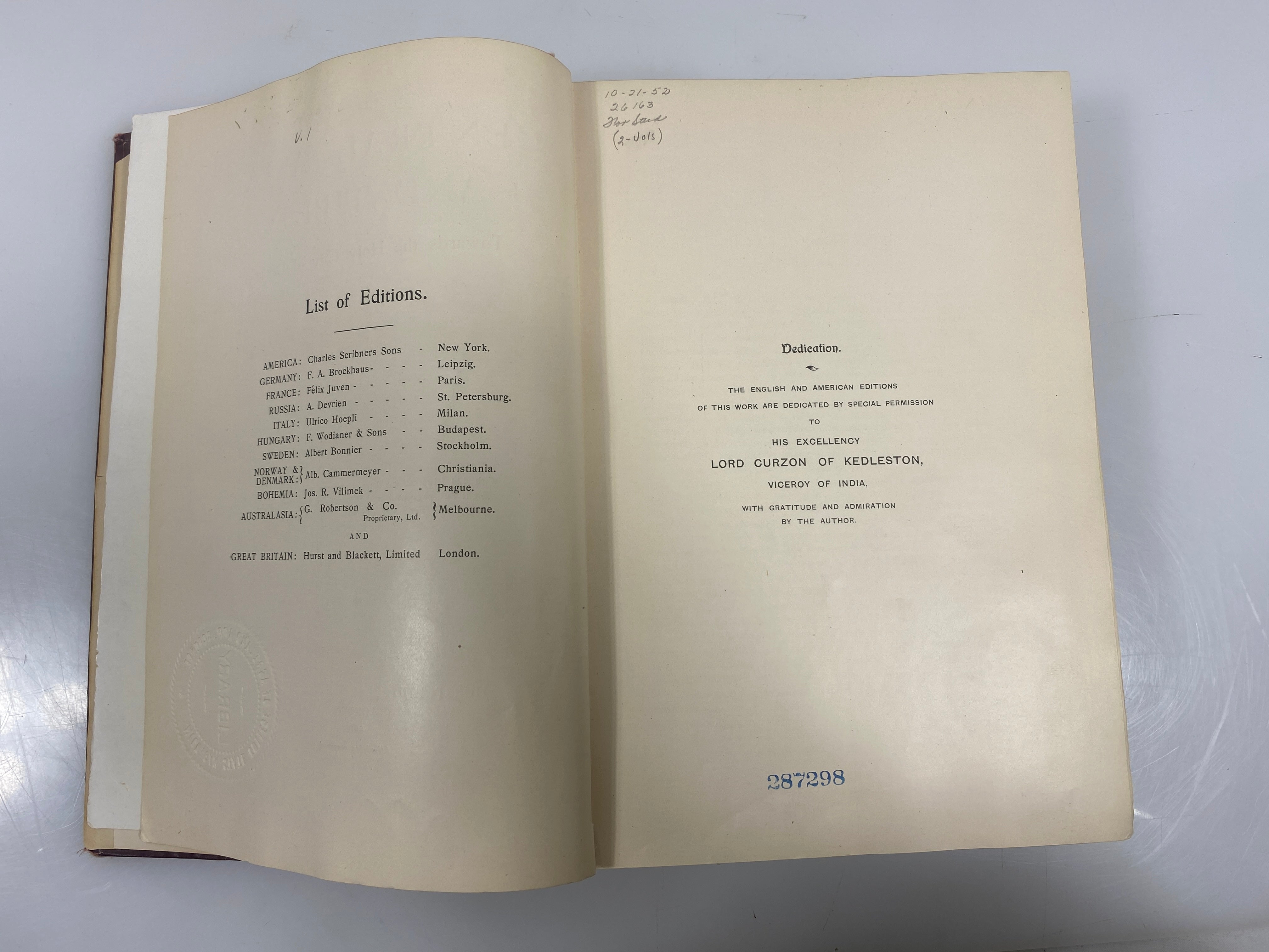 Central Asia & Tibet by Hedin Vol. I-II 1903 Ex-Library HC