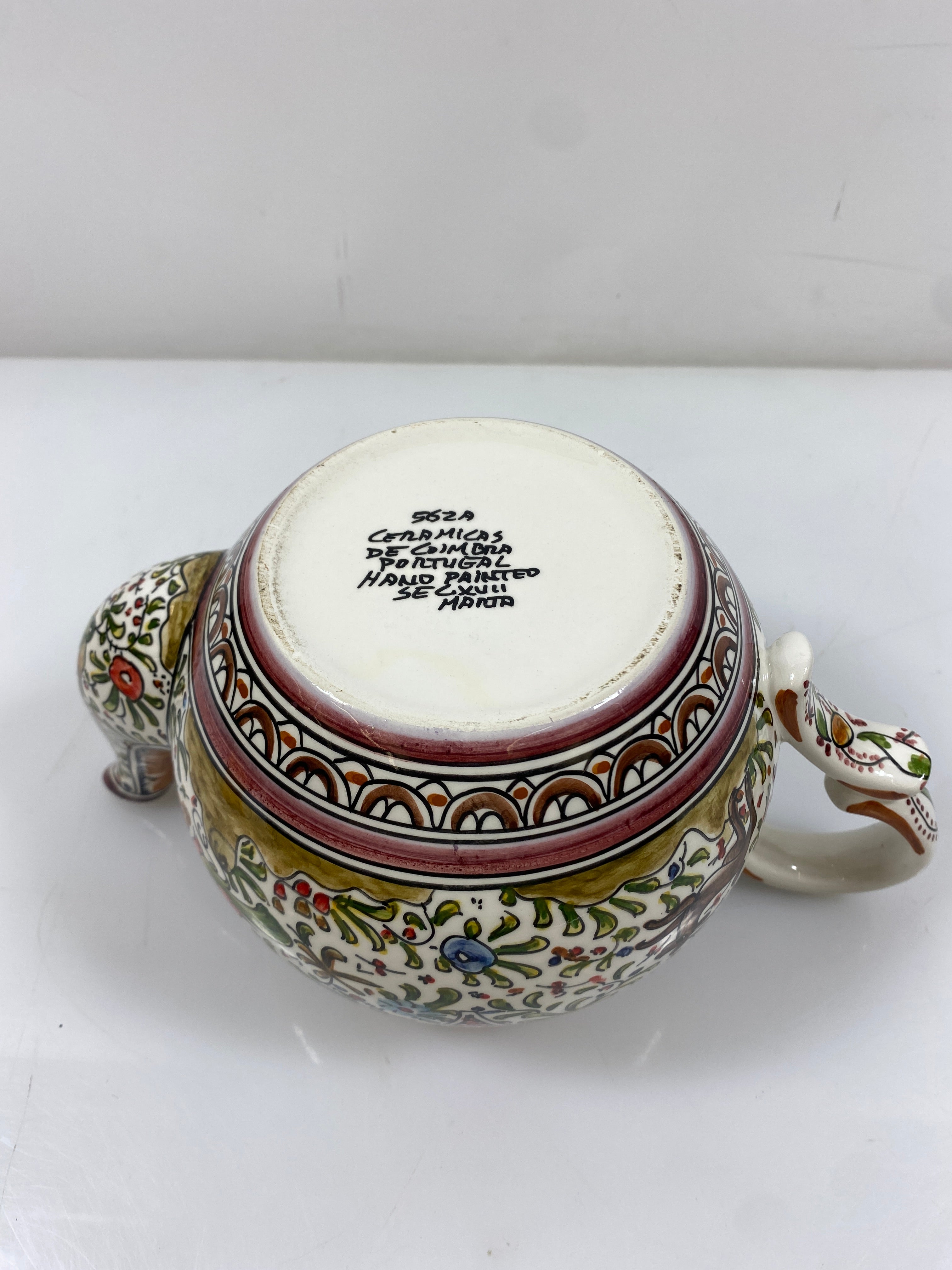 Ceramicas De Coimbra Hand Painted Multicolor Teapot Portugal